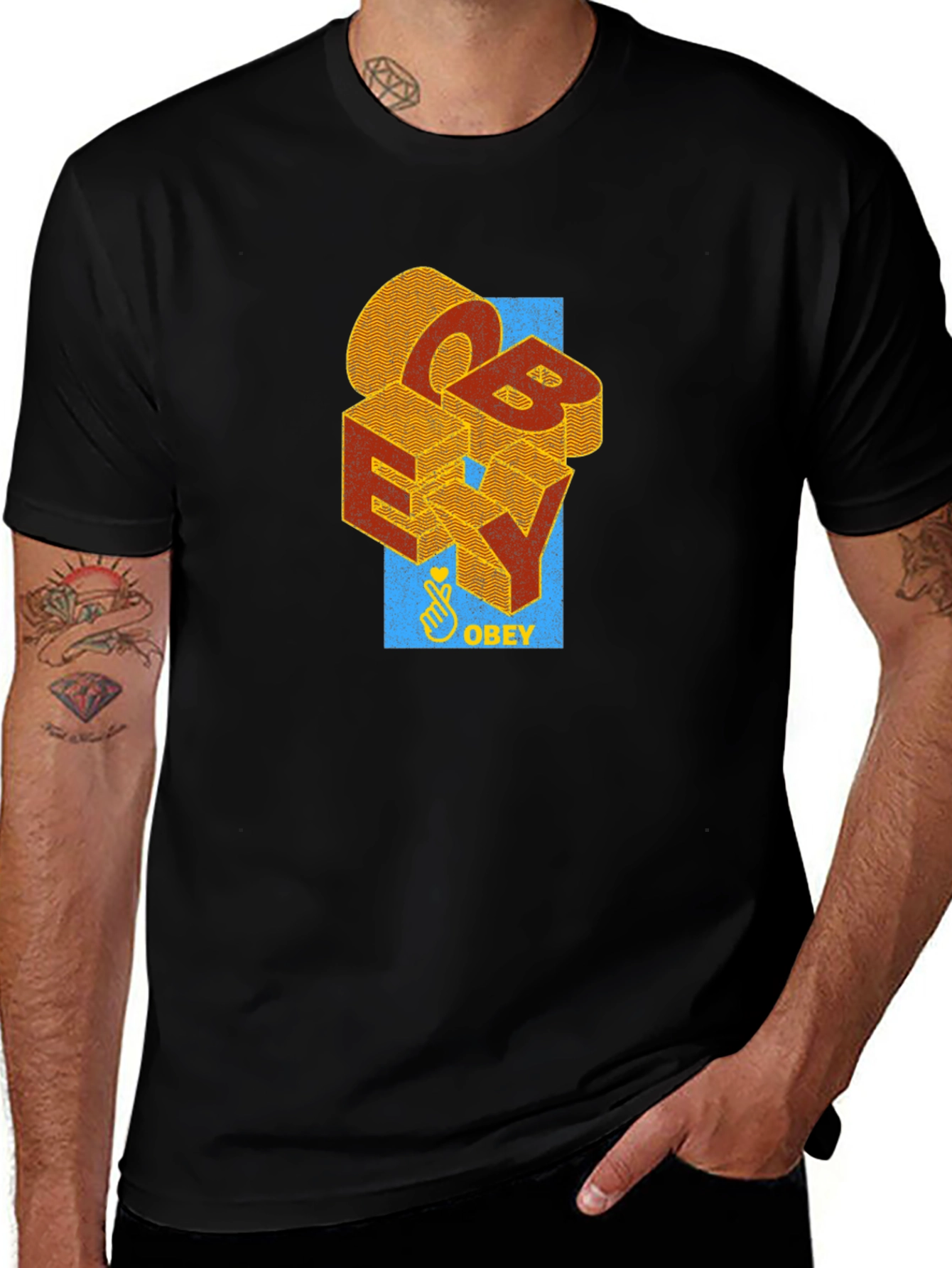 Obey Graphic Print Black T-Shirt