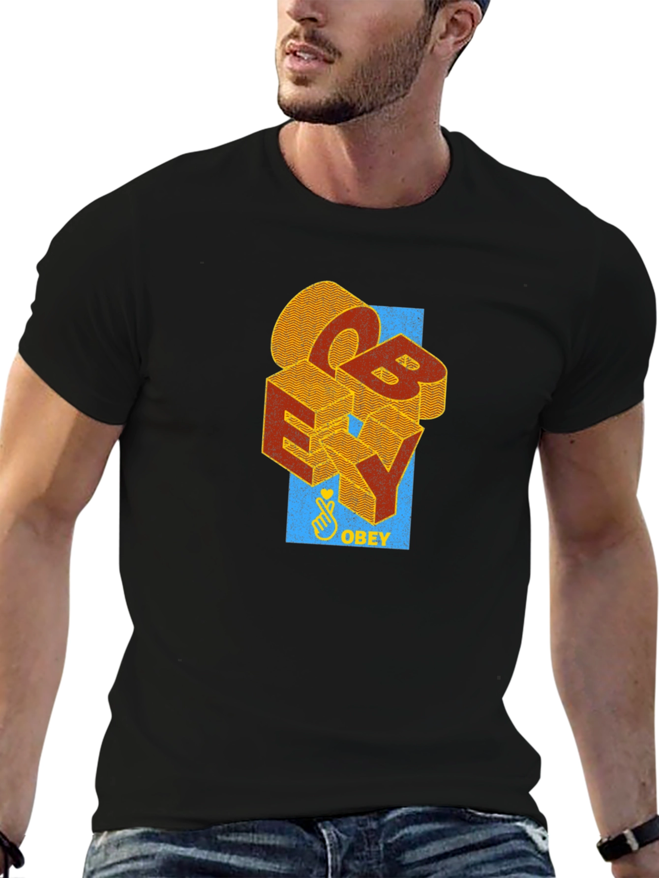 Obey Graphic Print Black T-Shirt