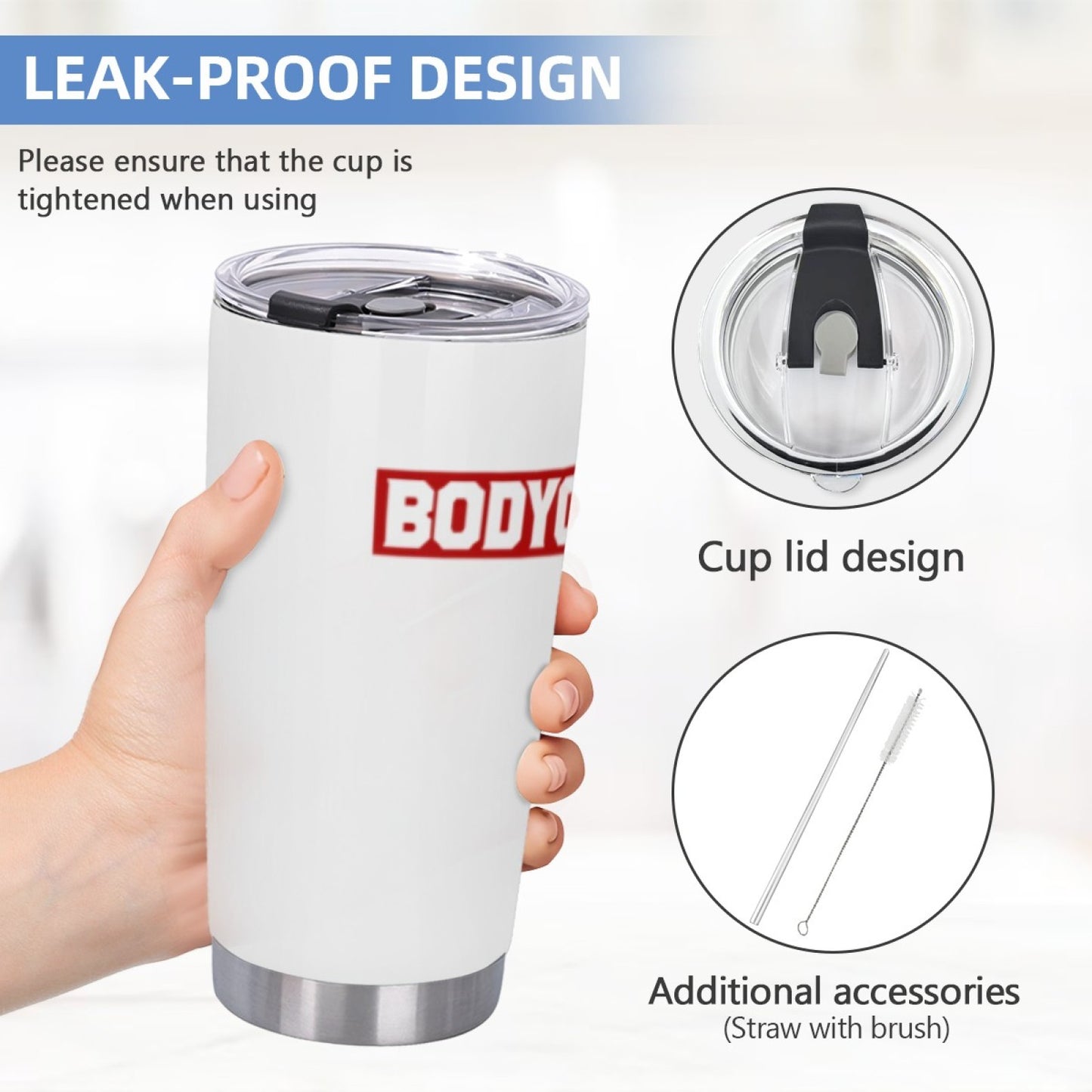 Leak-Proof Insulated Coffee Tumbler - Stainless Steel Graphic Drink Cup