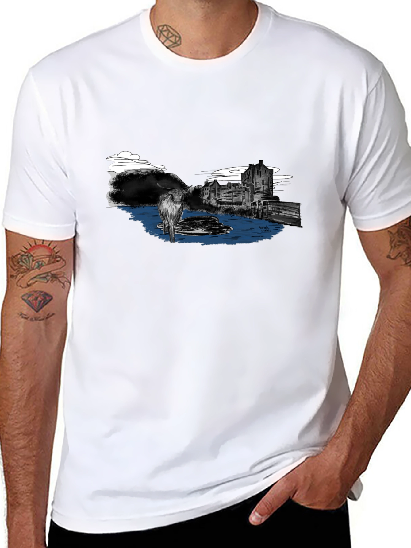 Highland Cow T-Shirt - Black Graphic Tee