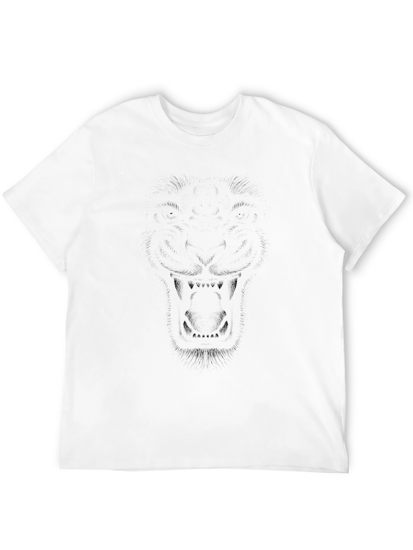 Mens Black Graphic Tee - Lion Face Design