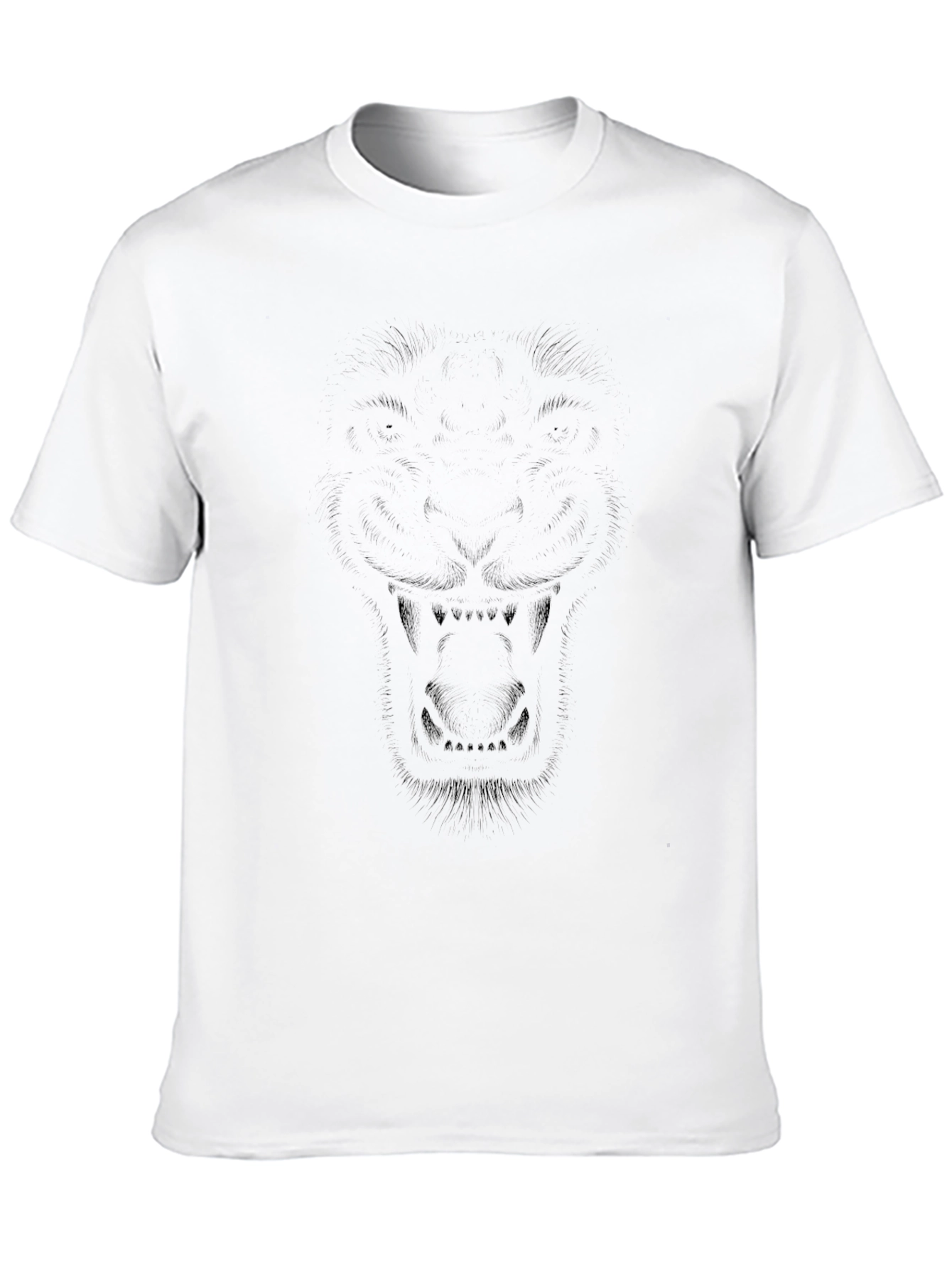 Mens Black Graphic Tee - Lion Face Design