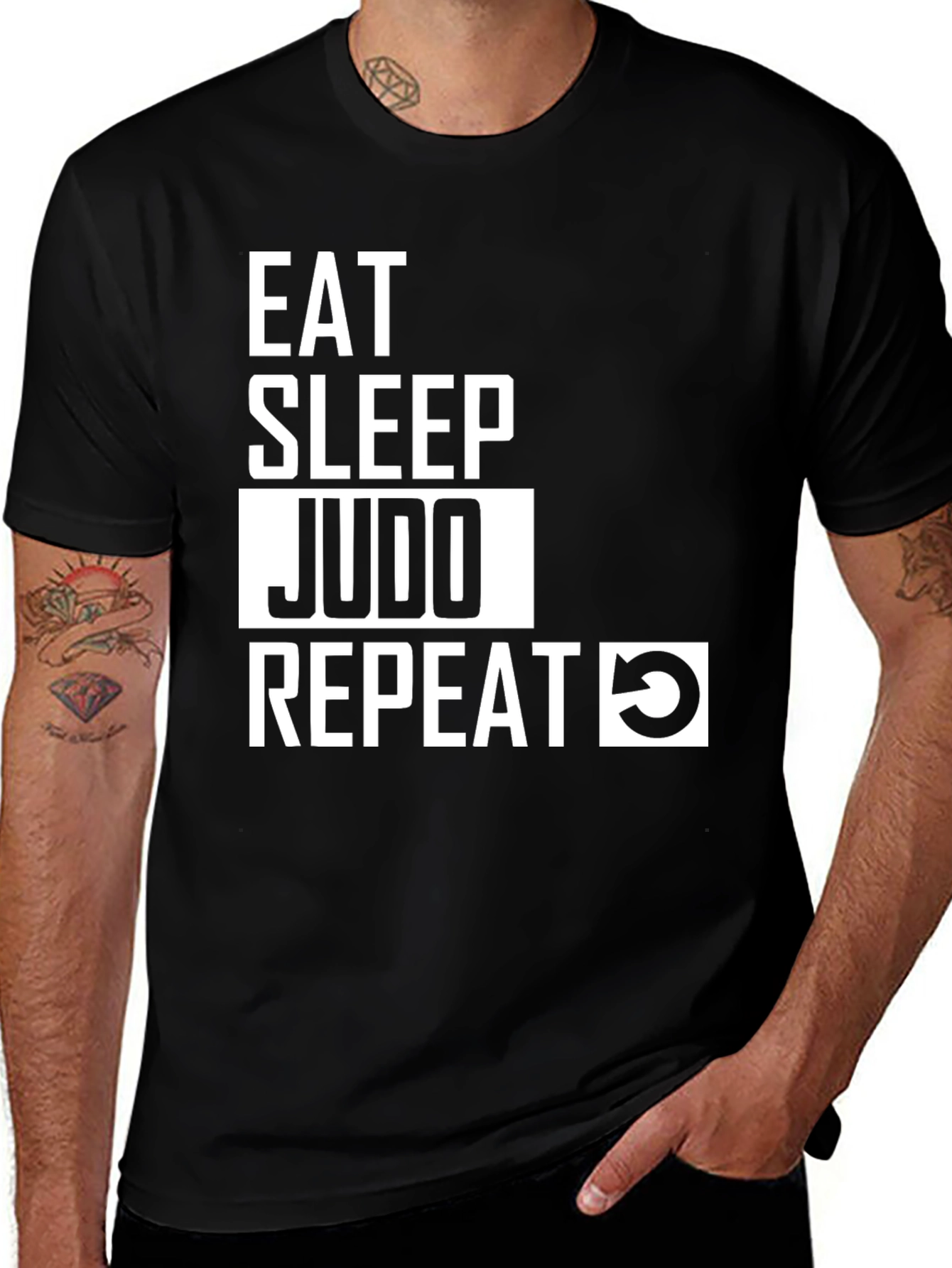 Eat Sleep Judo Repeat Black T-Shirt