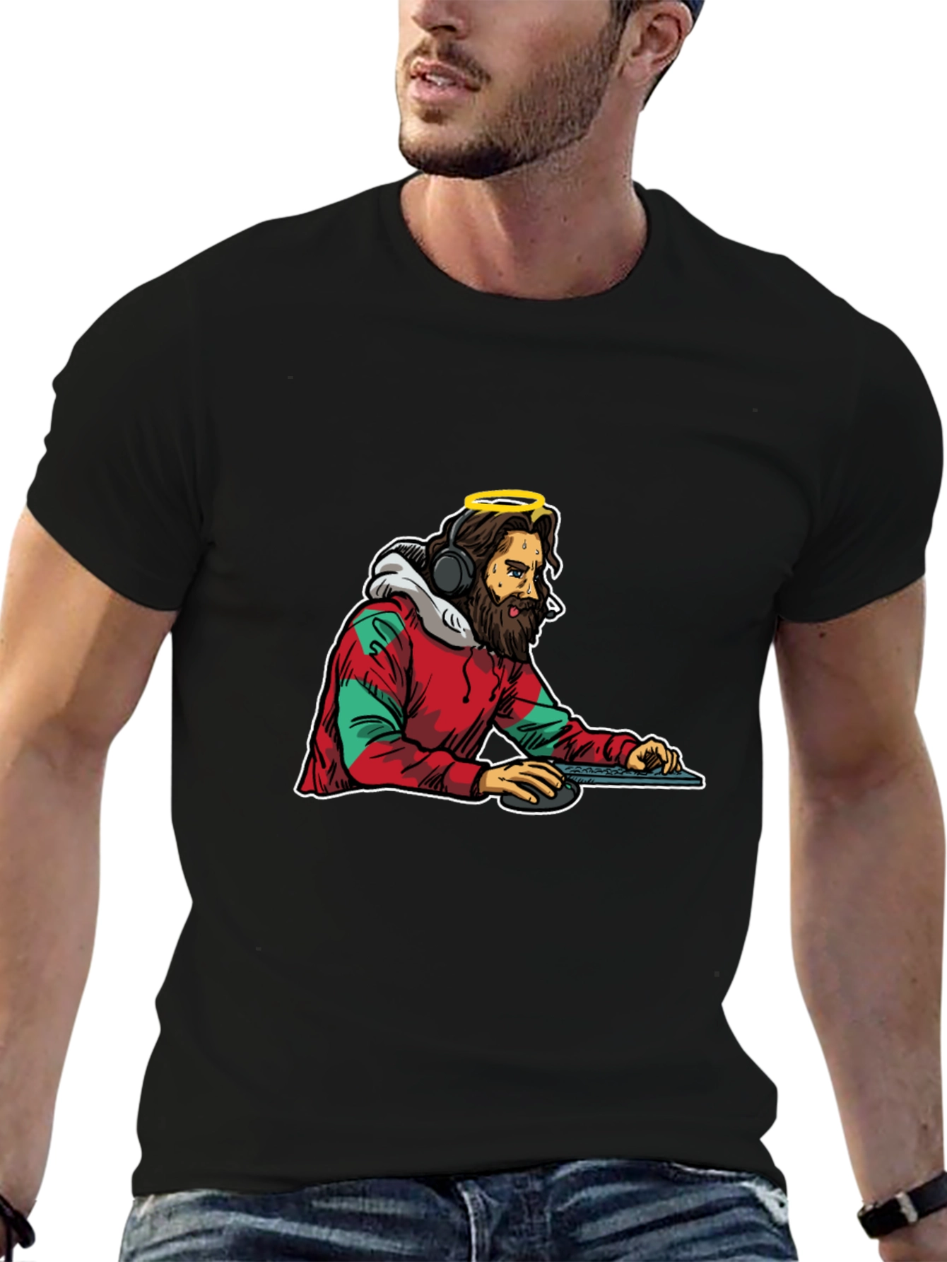 DJ Jesus Graphic Tee - Black Cotton T-Shirt
