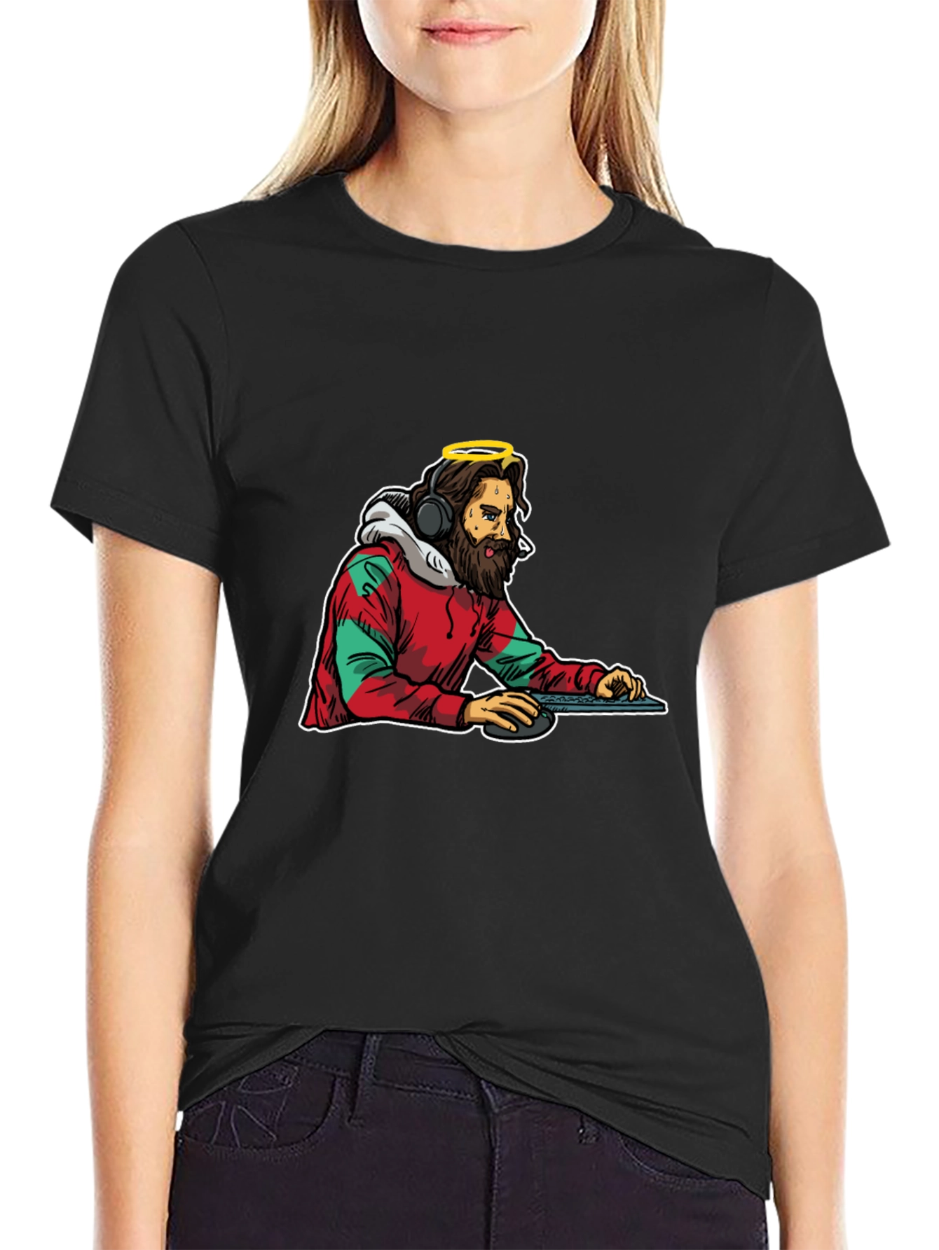 DJ Jesus Graphic Tee - Black Cotton T-Shirt