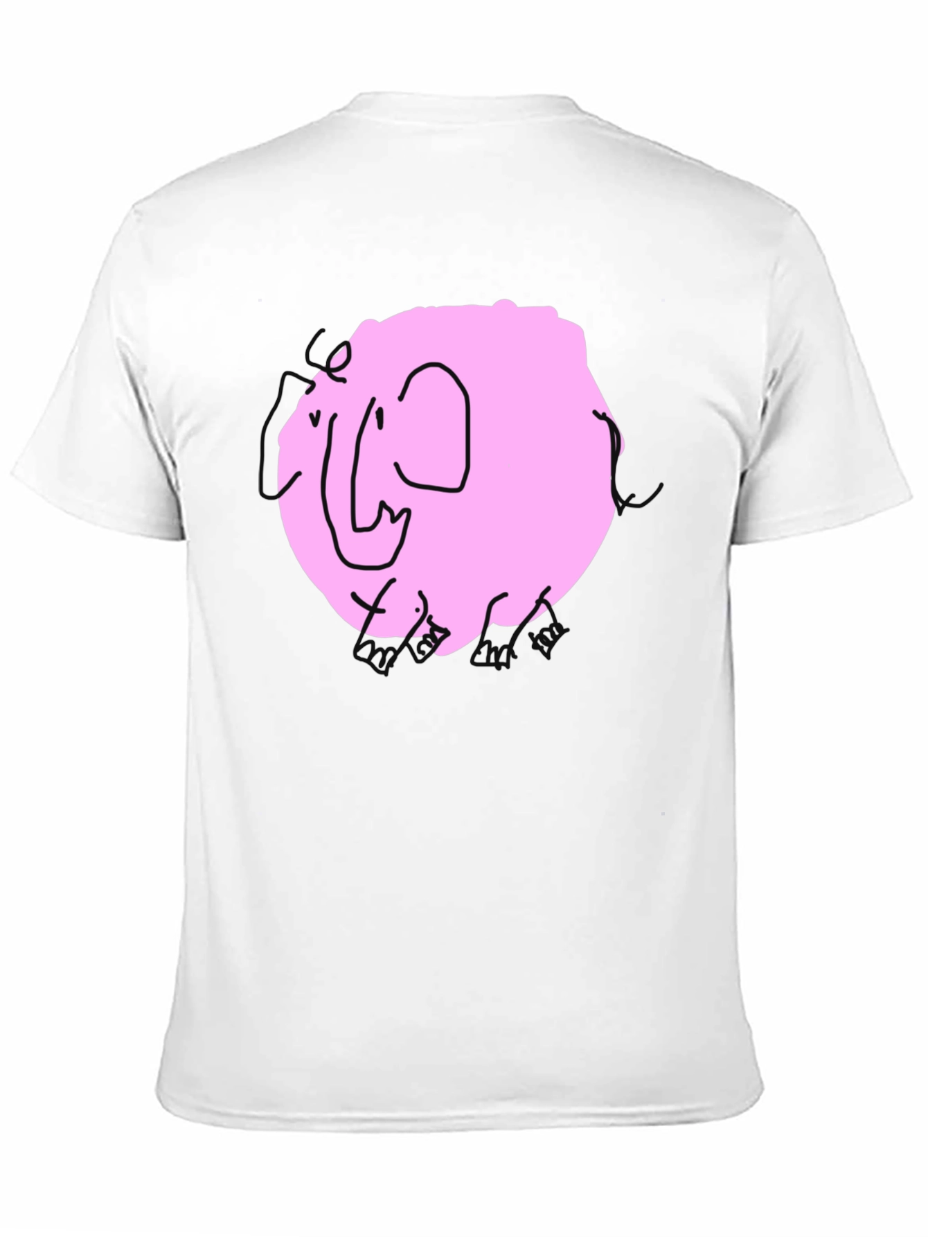 Pink Elephant Graphic Tee - Black Cotton Casual Shirt