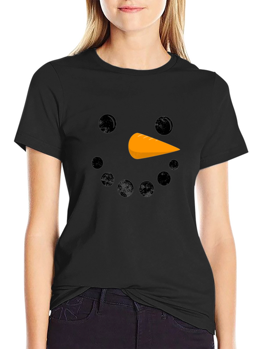 Snowman Face Graphic T-Shirt - Winter Holiday Tee