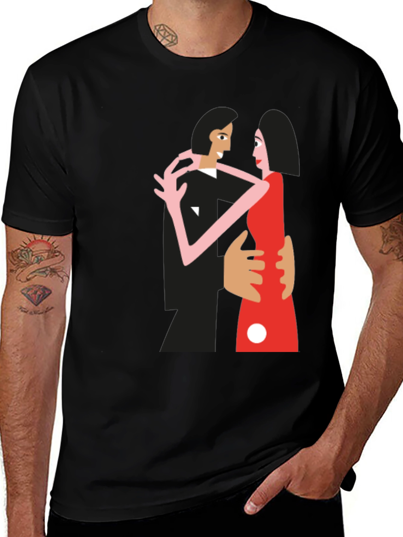 Stylish Tango Graphic Tee - Black