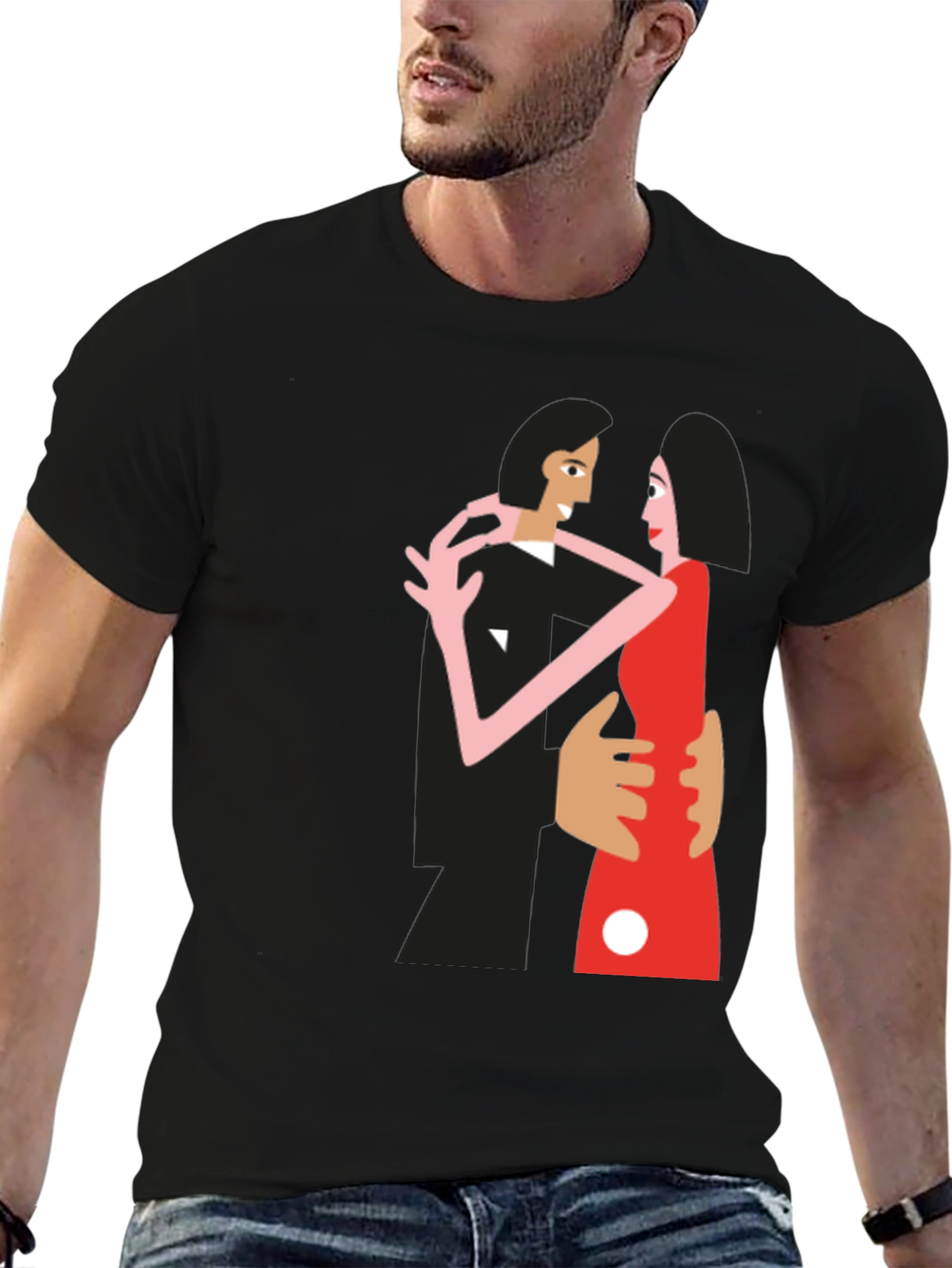 Stylish Tango Graphic Tee - Black