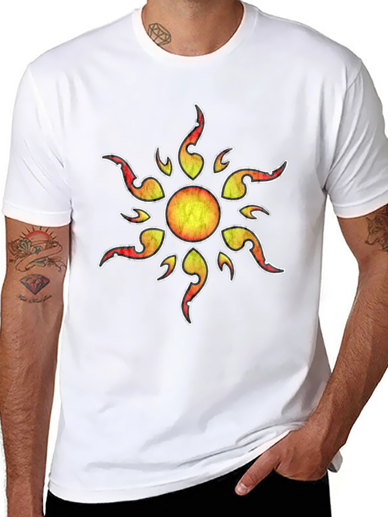 Sun Graphic Print Black T-Shirt