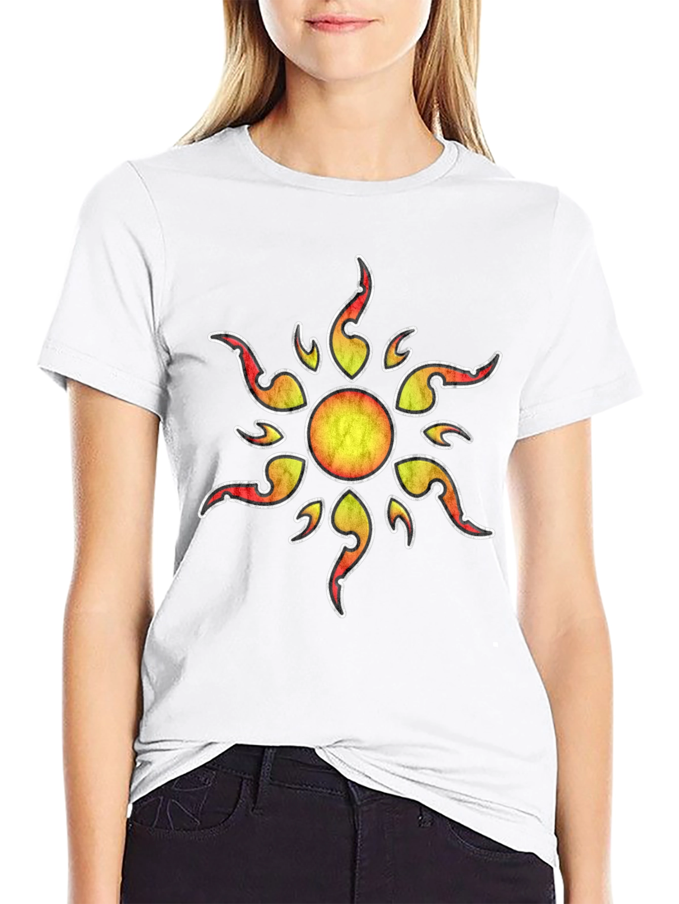 Sun Graphic Print Black T-Shirt