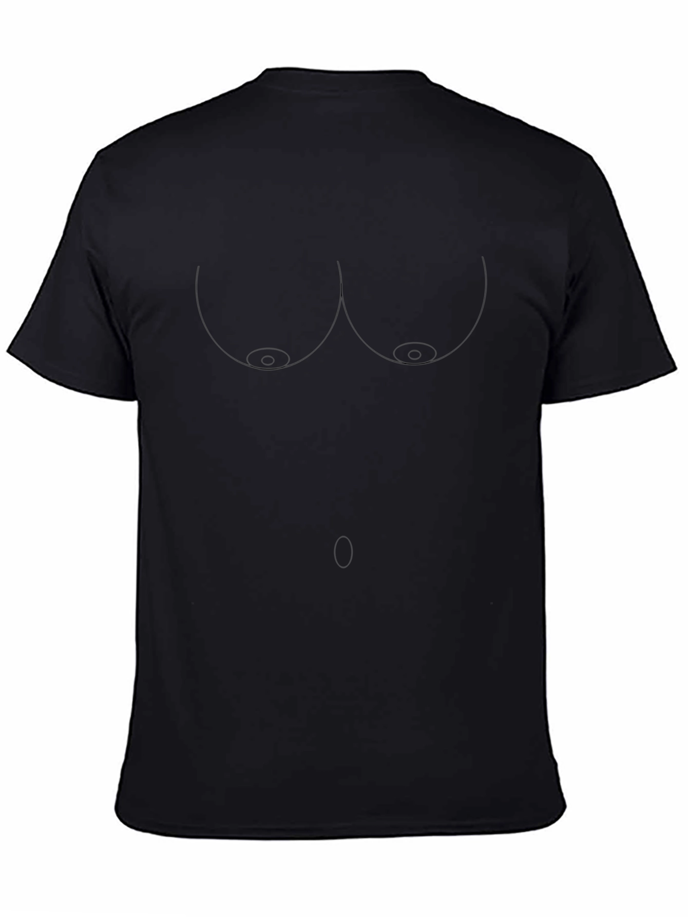 Funny Chest Outline Graphic Tee - Black Cotton T-Shirt