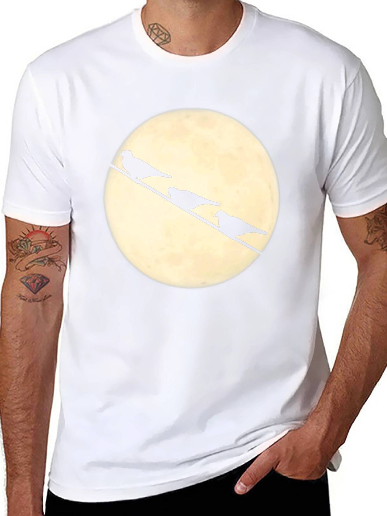 Birds on a Wire T-Shirt - Moonlit Silhouette