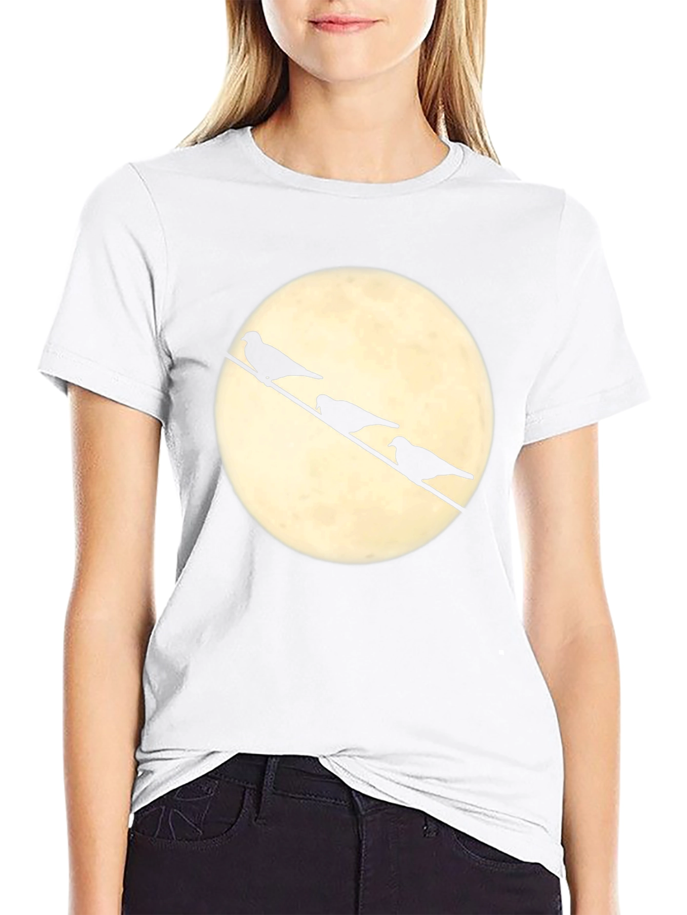 Birds on a Wire T-Shirt - Moonlit Silhouette
