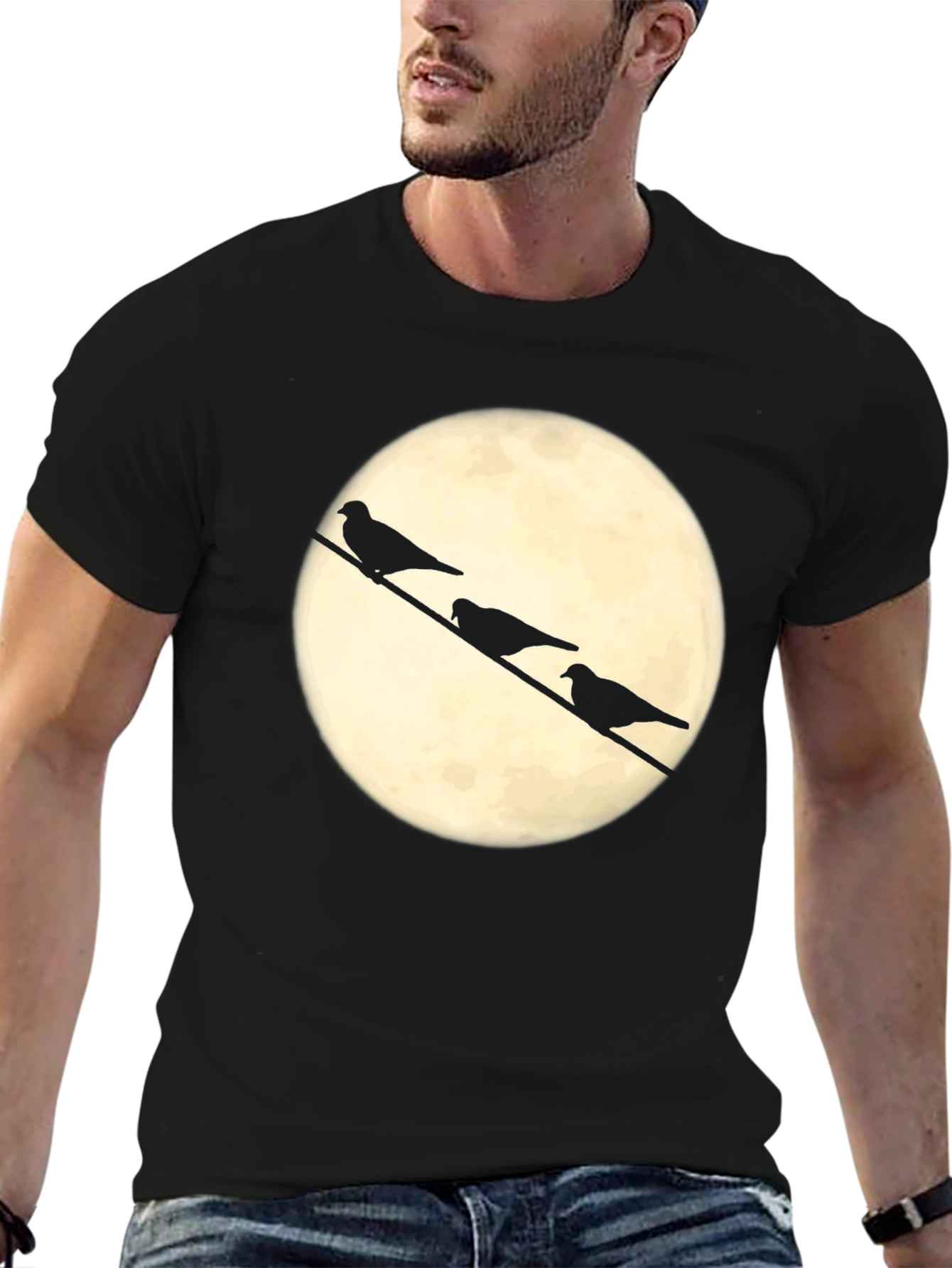 Birds on a Wire T-Shirt - Moonlit Silhouette
