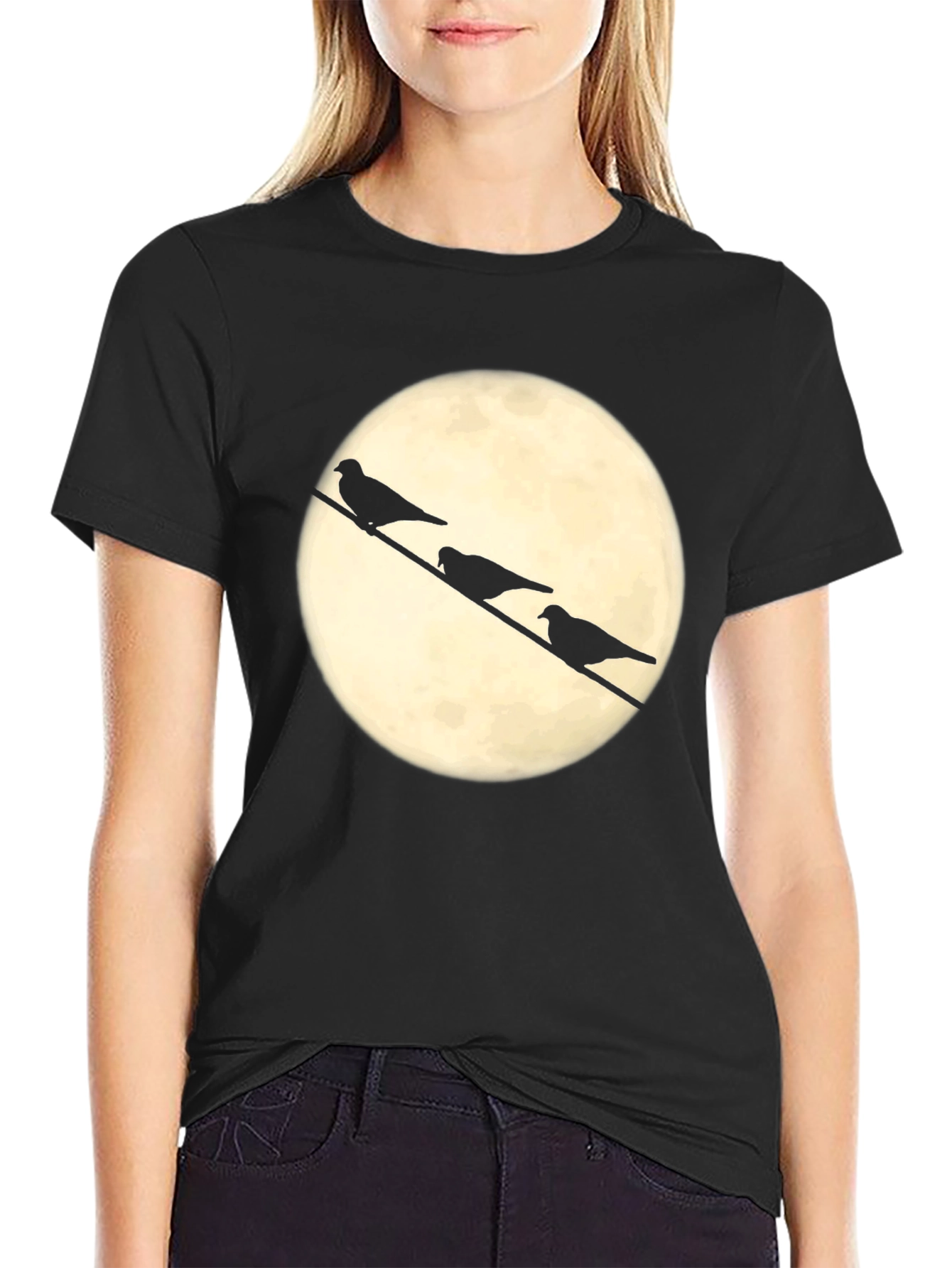 Birds on a Wire T-Shirt - Moonlit Silhouette