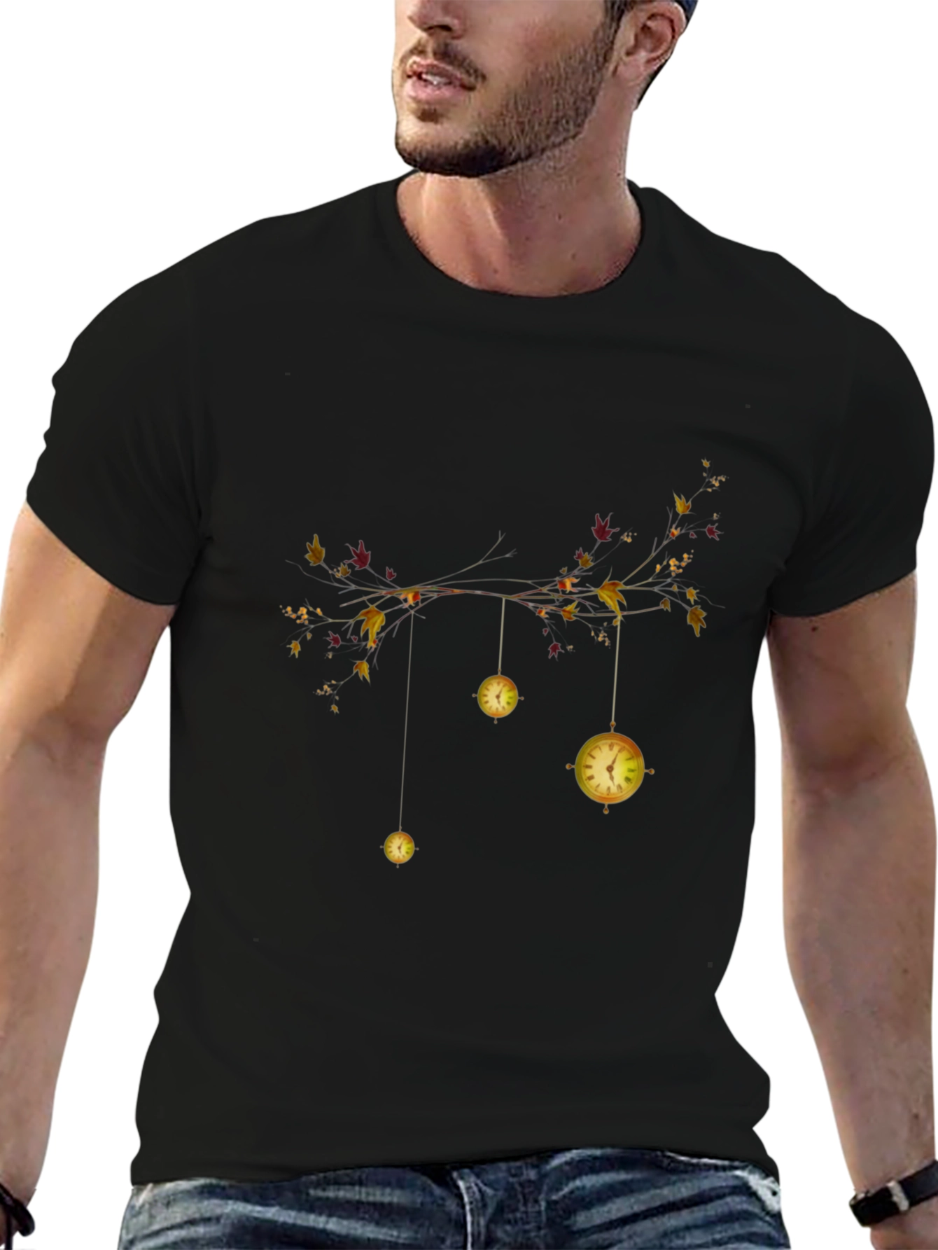 Whimsical Time Branch Black T-Shirt