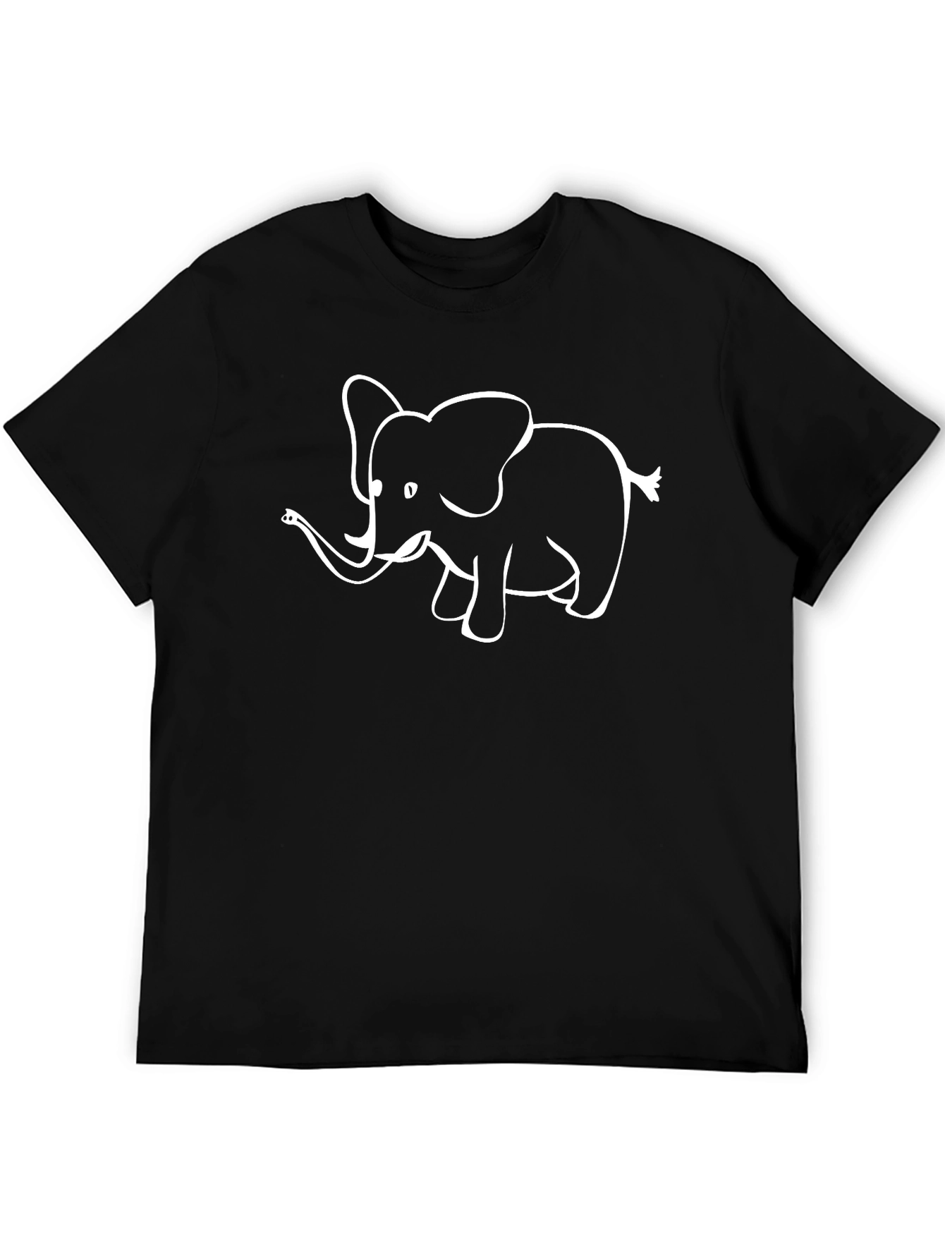 Elephant Graphic Tee - Black Cotton Casual T-Shirt