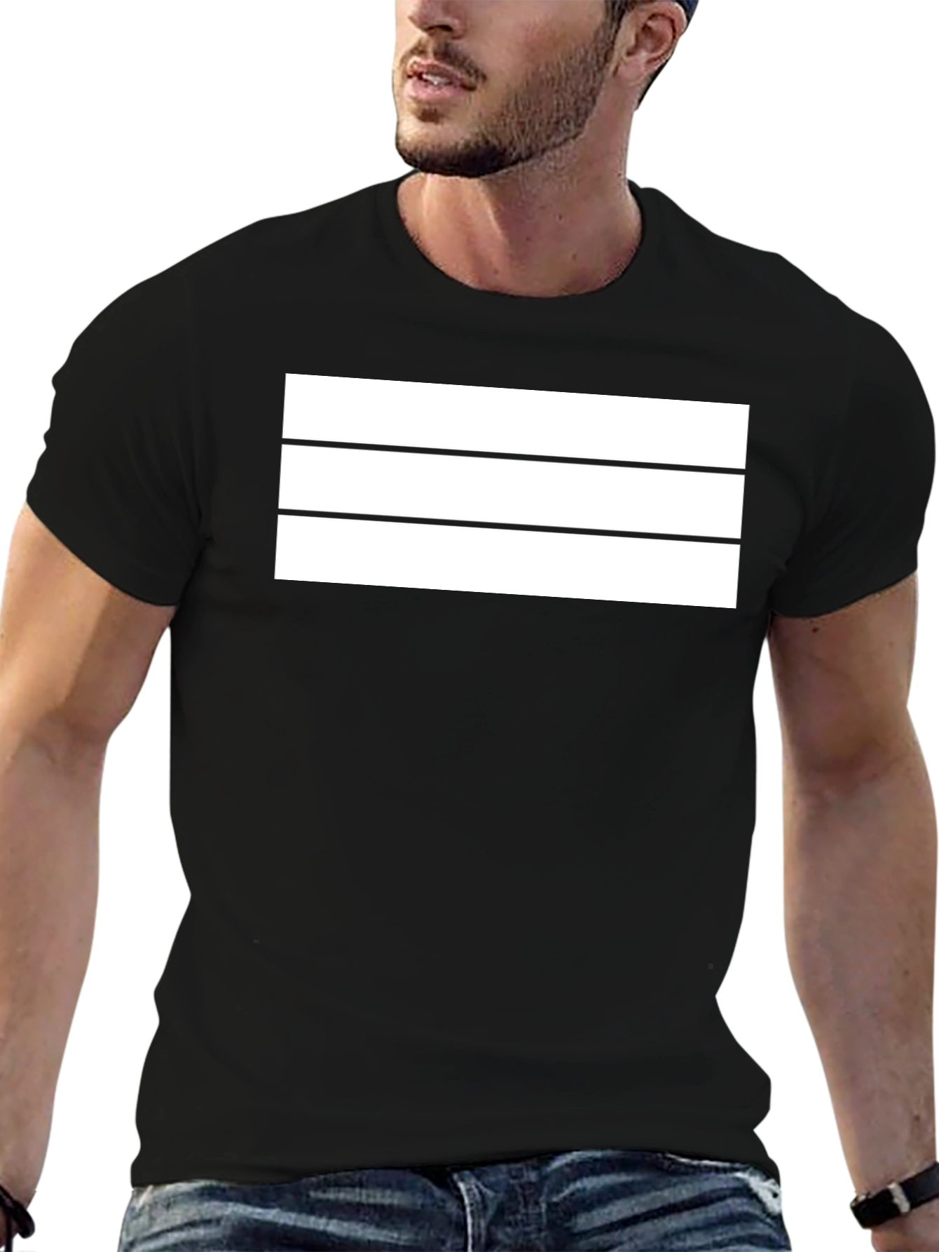 Minimalist Three Stripe Graphic Tee - Black