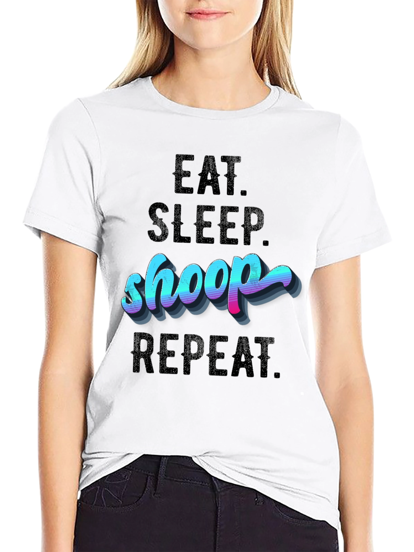 Eat Sleep Shoop Repeat Black T-Shirt