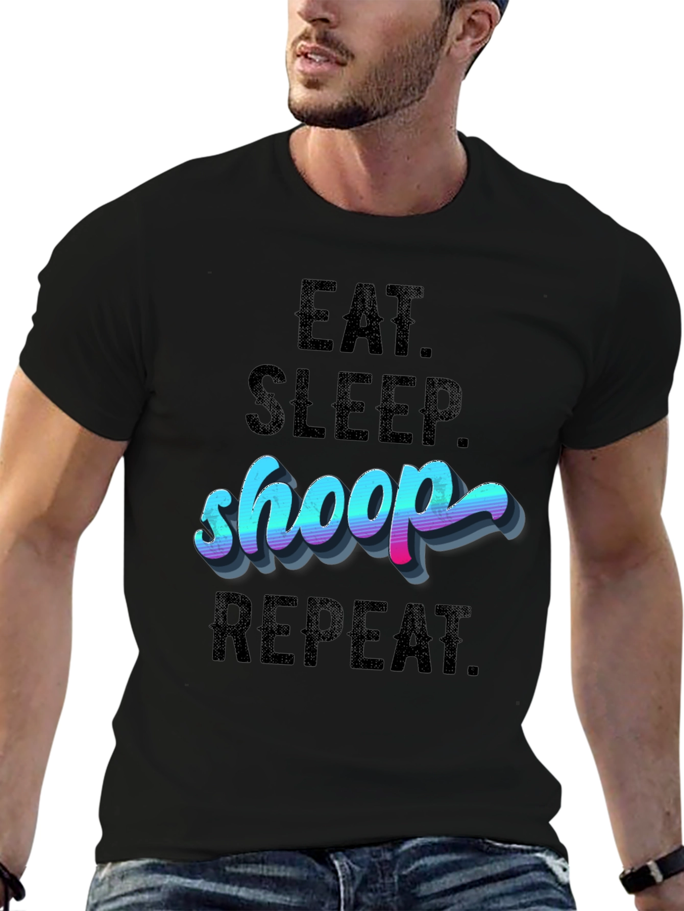 Eat Sleep Shoop Repeat Black T-Shirt