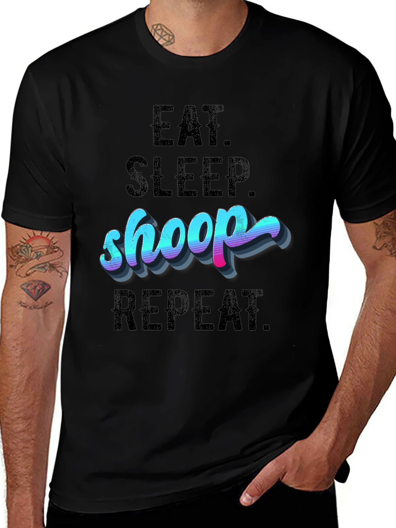 Eat Sleep Shoop Repeat Black T-Shirt