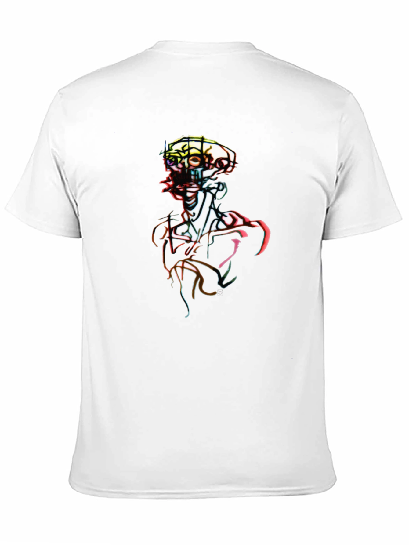 Abstract Art Skeleton Graphic Tee - Black
