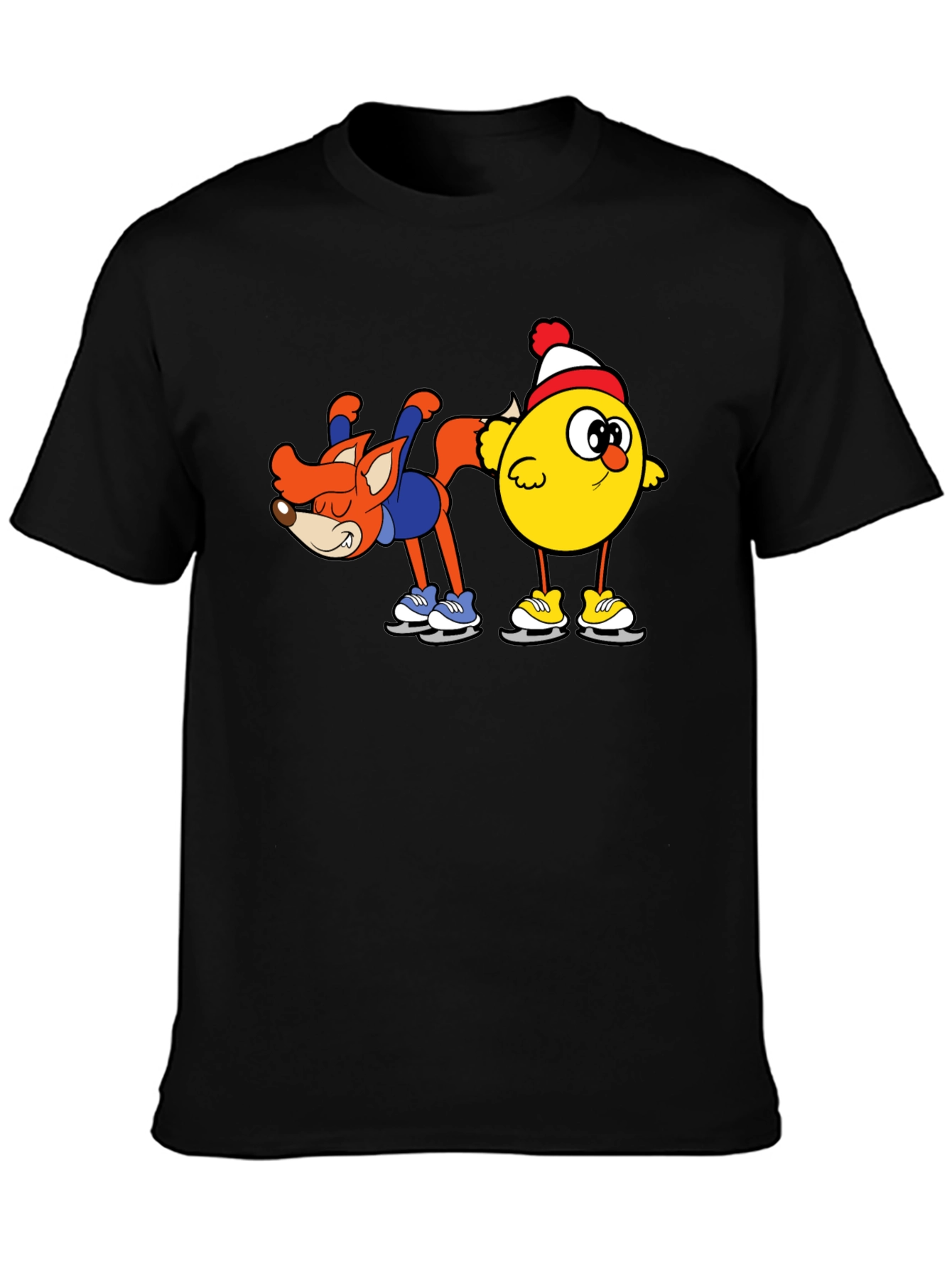 Funny Fox and Chick Ice Skating T-Shirt