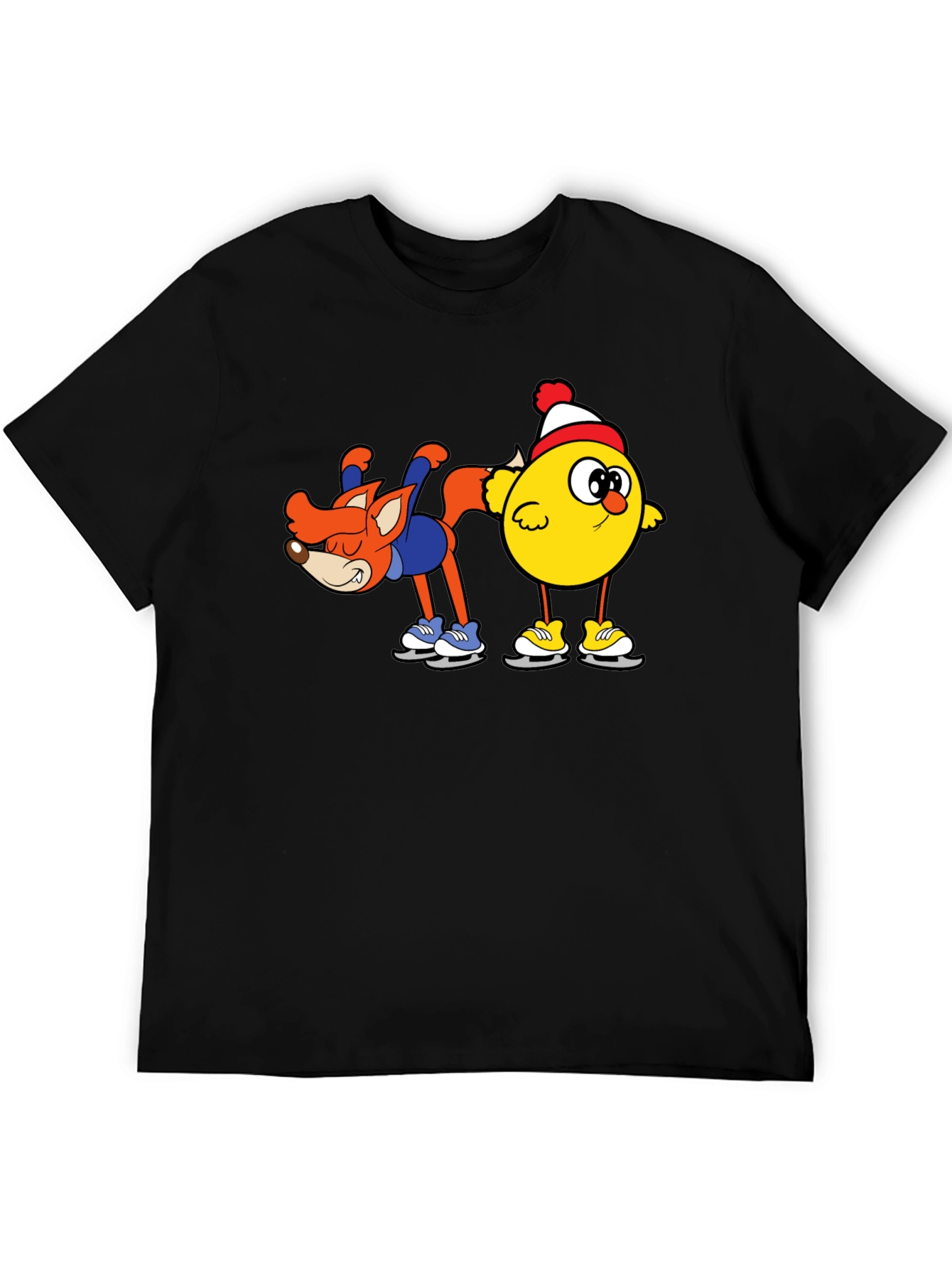Funny Fox and Chick Ice Skating T-Shirt