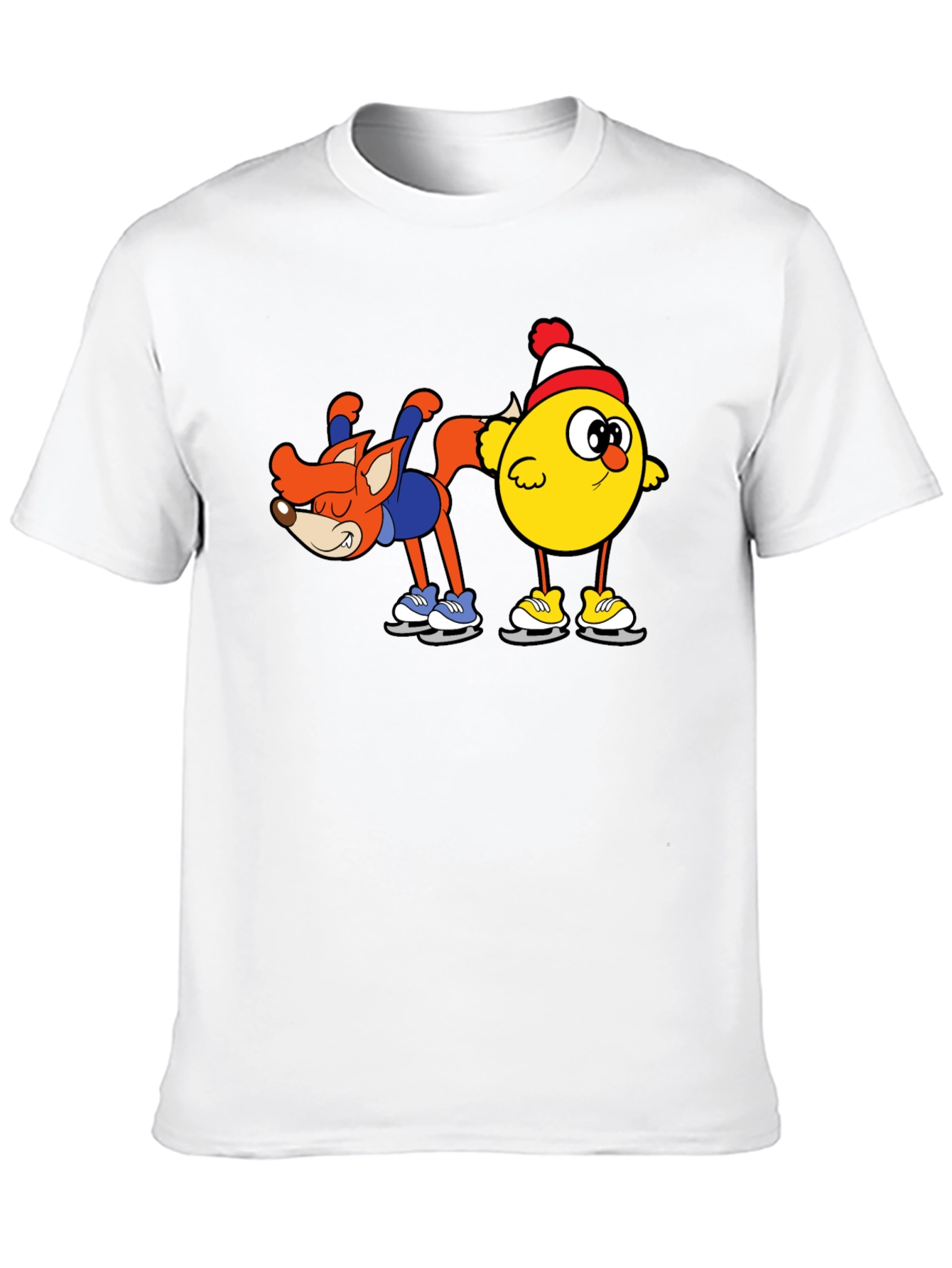 Funny Fox and Chick Ice Skating T-Shirt
