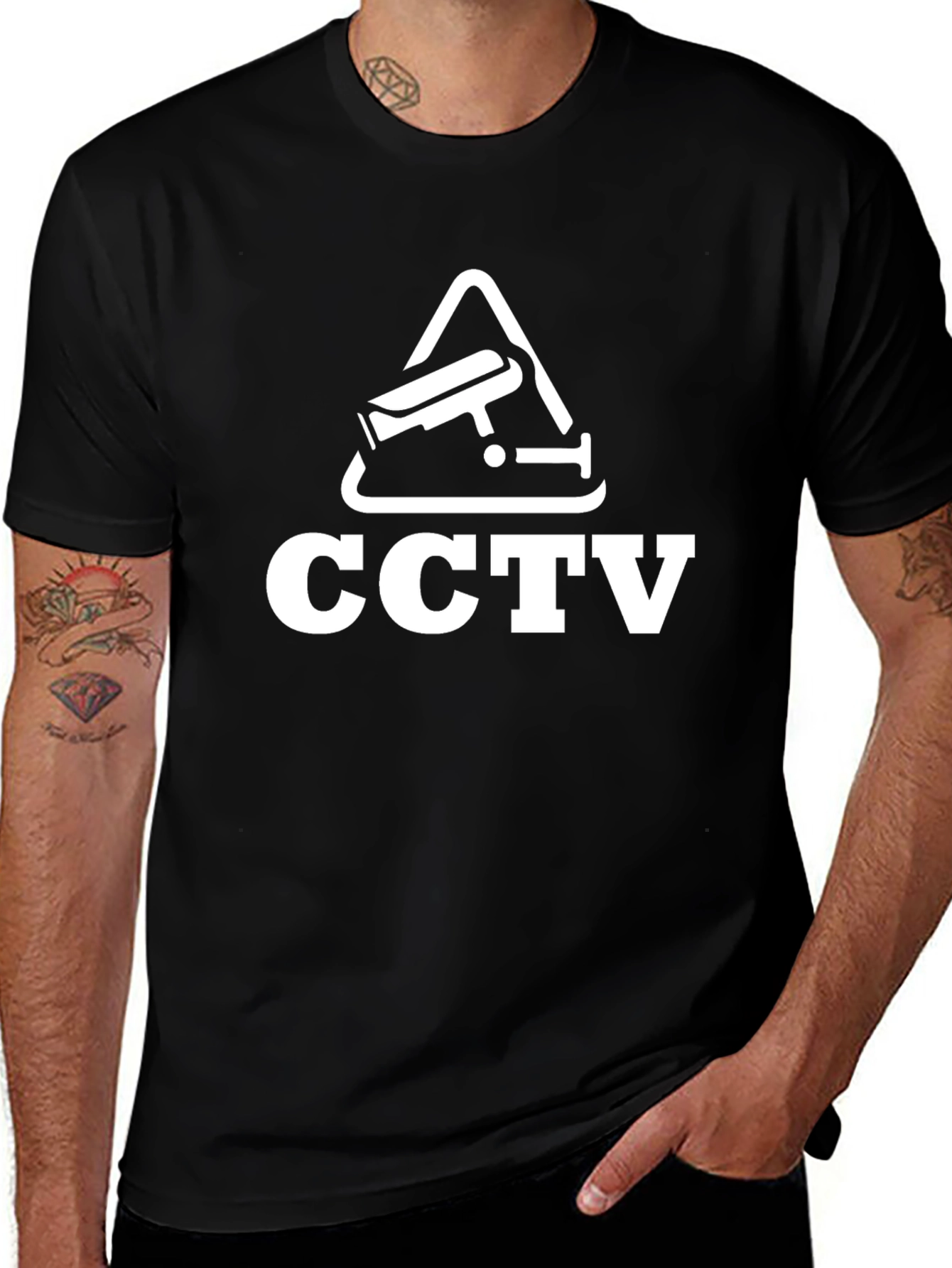 CCTV Surveillance Graphic Tee - Black Cotton T-Shirt