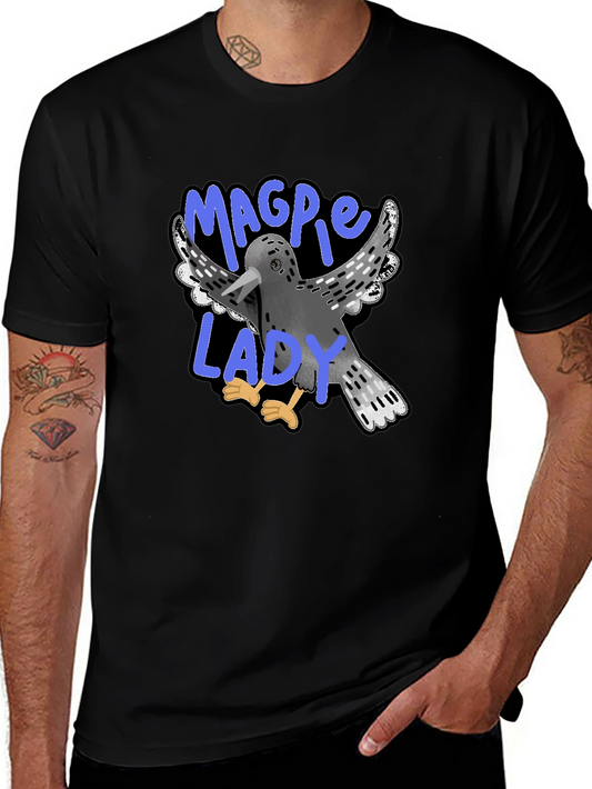 Magpie Lady T-Shirt - Fun Graphic Tee for Bird Lovers