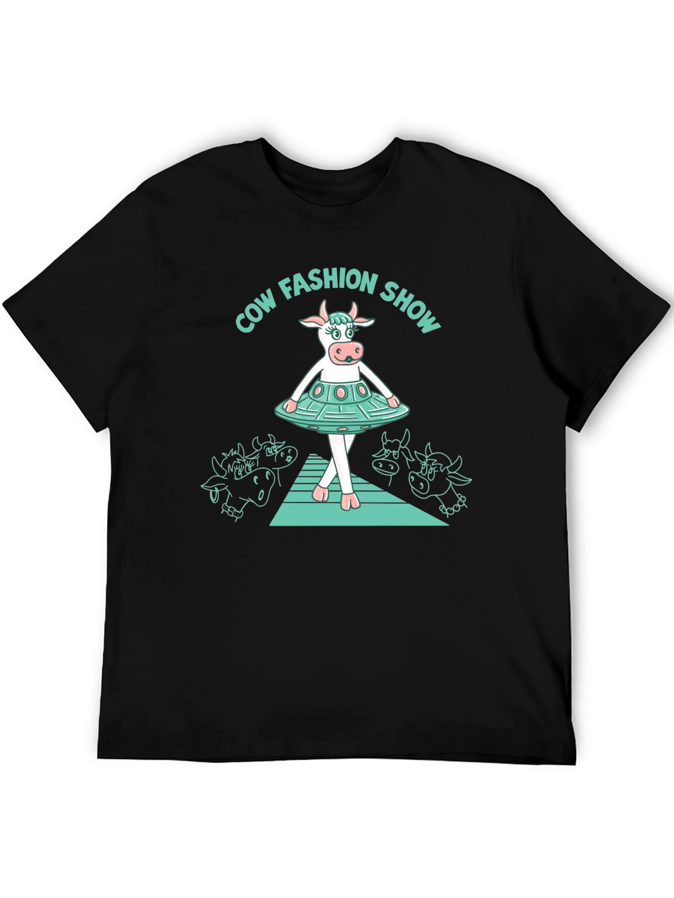 Cow Fashion Show Black T-Shirt