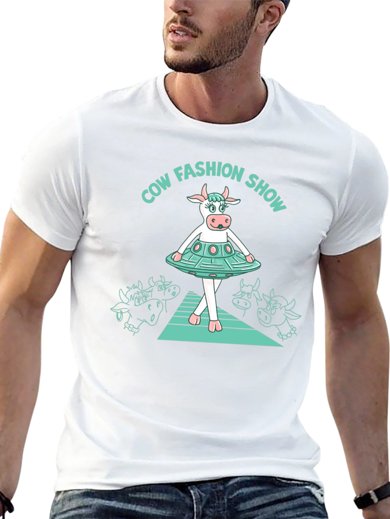 Cow Fashion Show Black T-Shirt