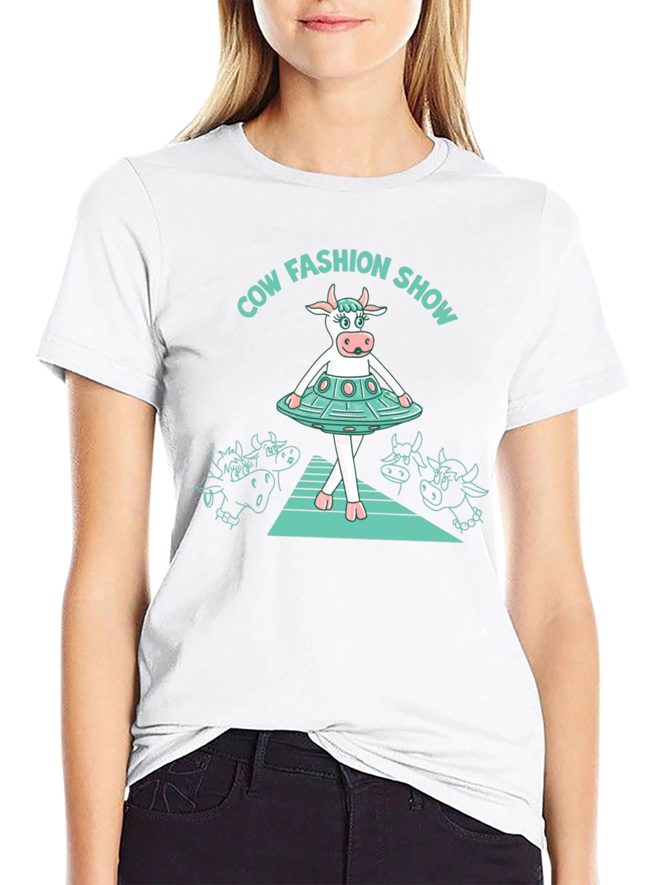 Cow Fashion Show Black T-Shirt