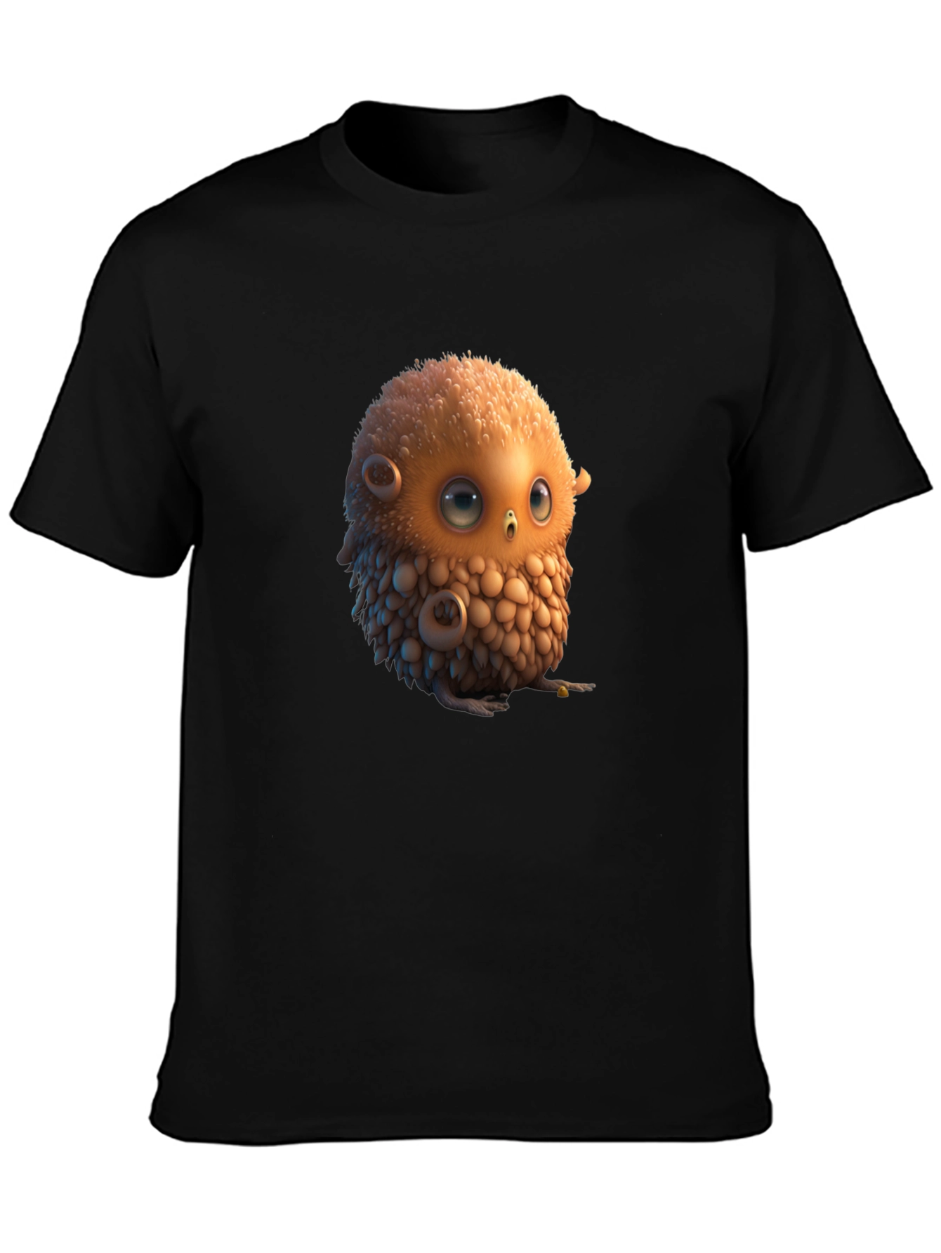Cute Animated Owl Graphic Black T-Shirt
