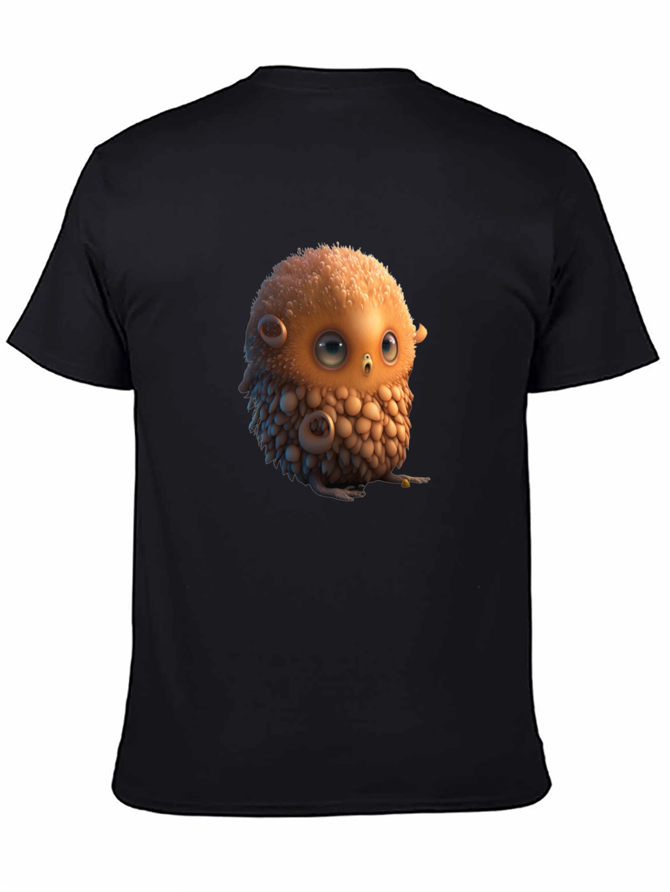 Cute Animated Owl Graphic Black T-Shirt