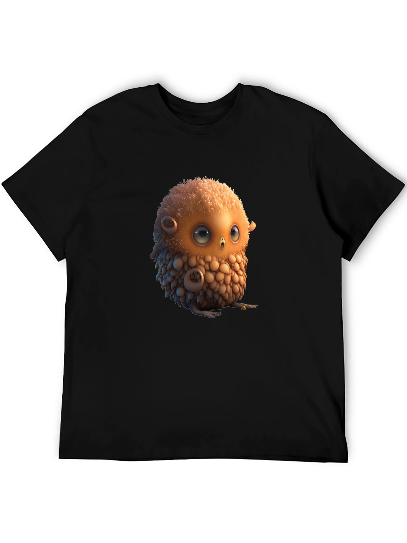 Cute Animated Owl Graphic Black T-Shirt