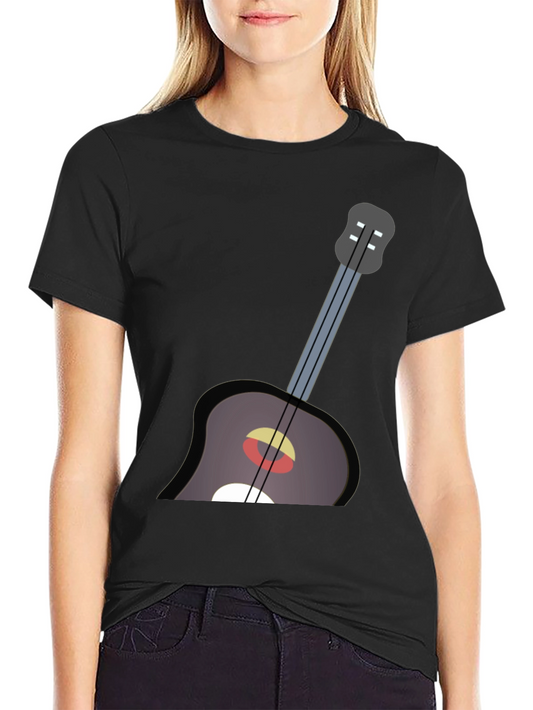 Guitar Graphic Tee - Black Cotton Casual Shirt