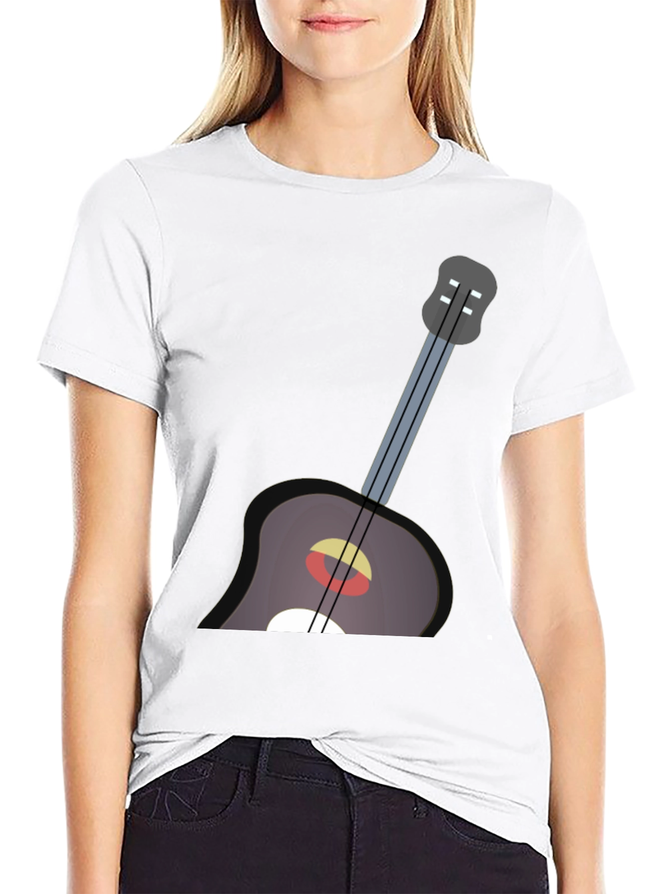 Guitar Graphic Tee - Black Cotton Casual Shirt