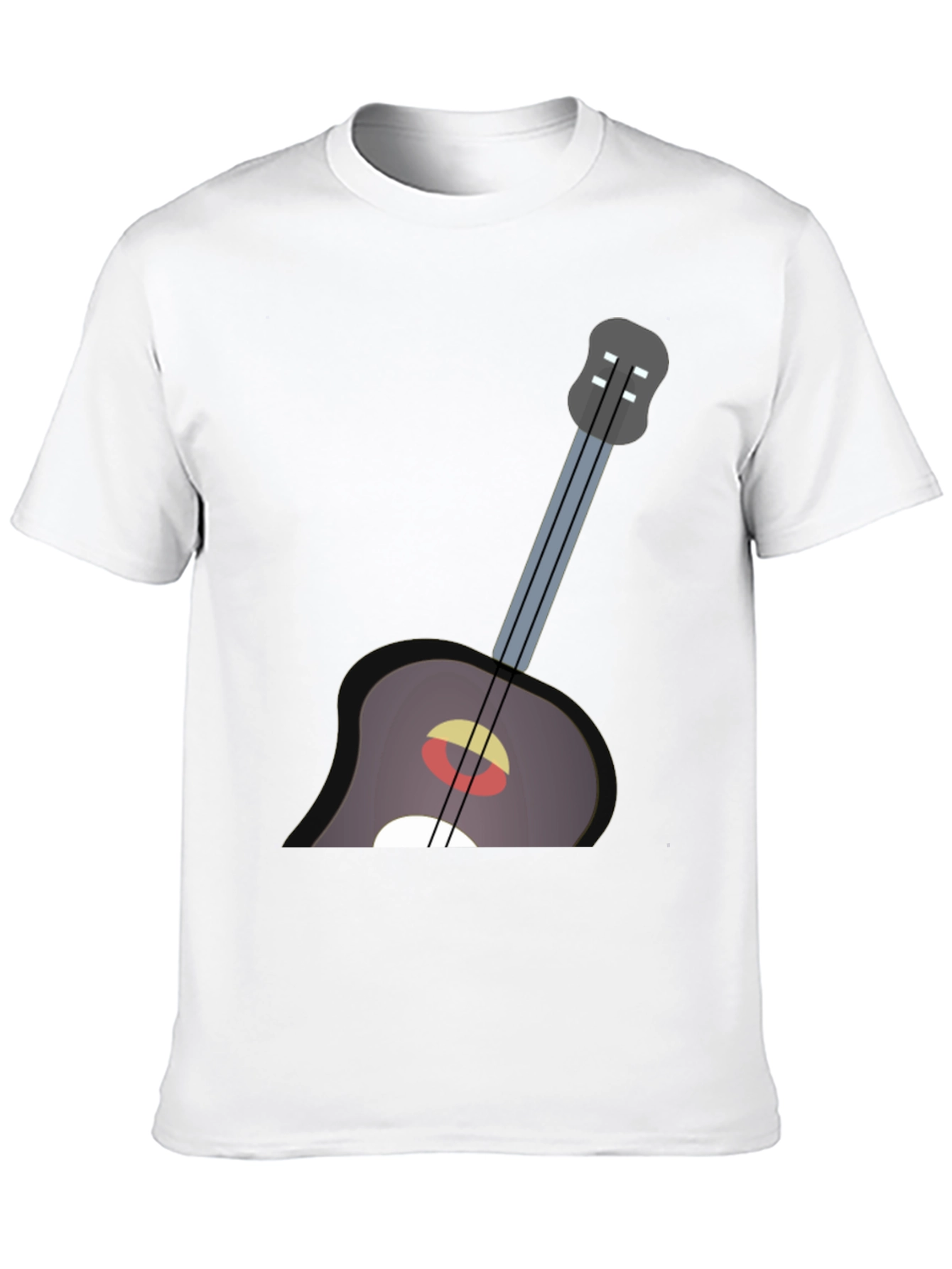 Guitar Graphic Tee - Black Cotton Casual Shirt