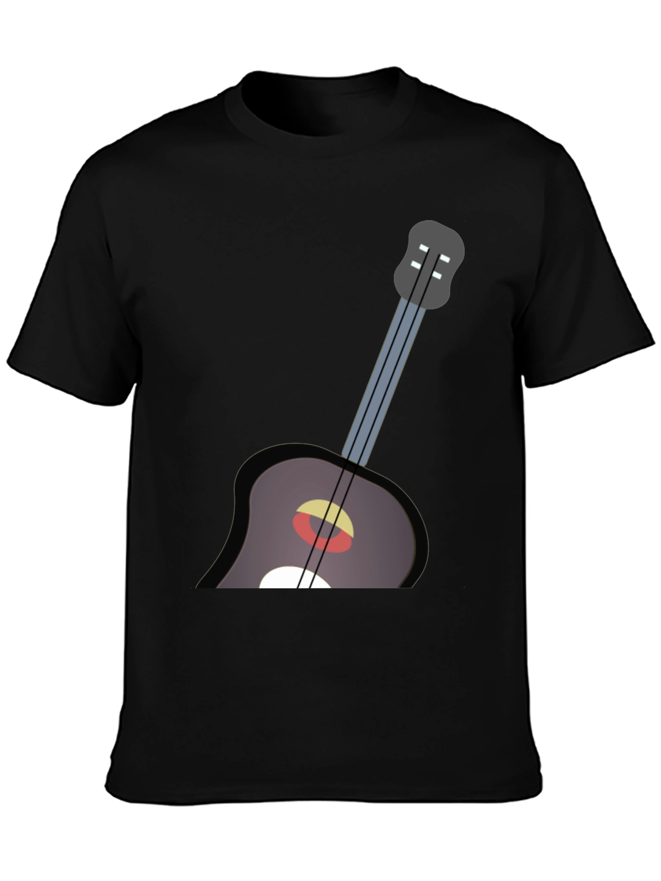 Guitar Graphic Tee - Black Cotton Casual Shirt