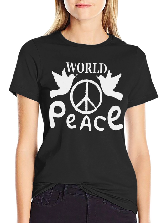 World Peace T-Shirt - Dove & Peace Sign Graphic Tee