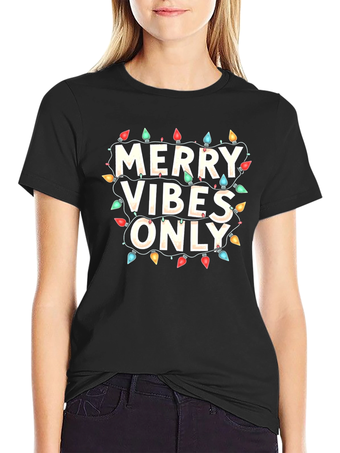 Merry Vibes Only Christmas Lights T-Shirt