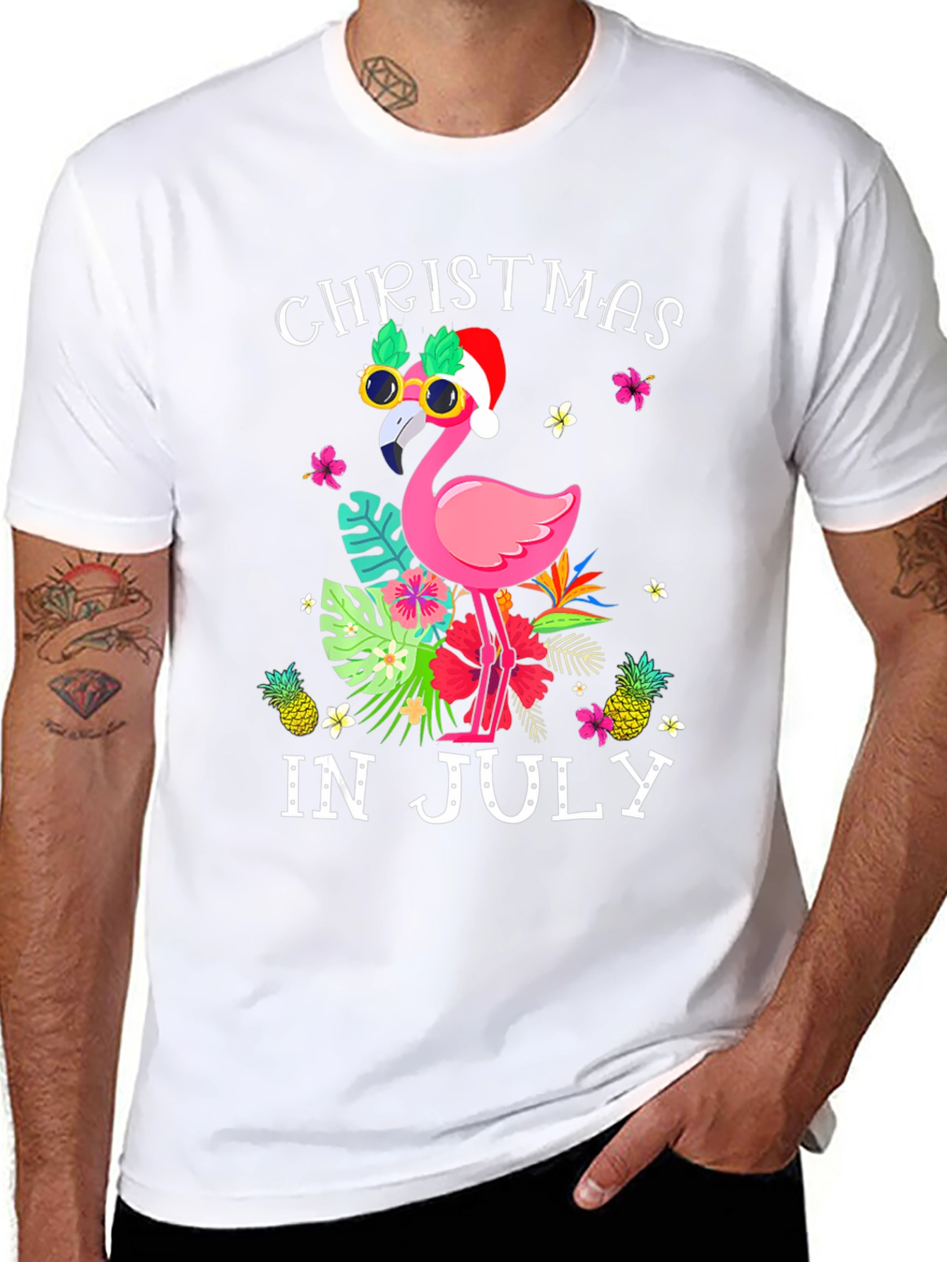 Christmas in July Flamingo Tee