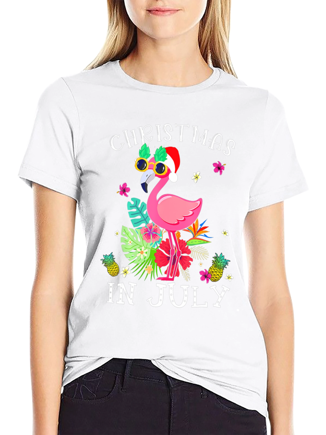 Christmas in July Flamingo Tee