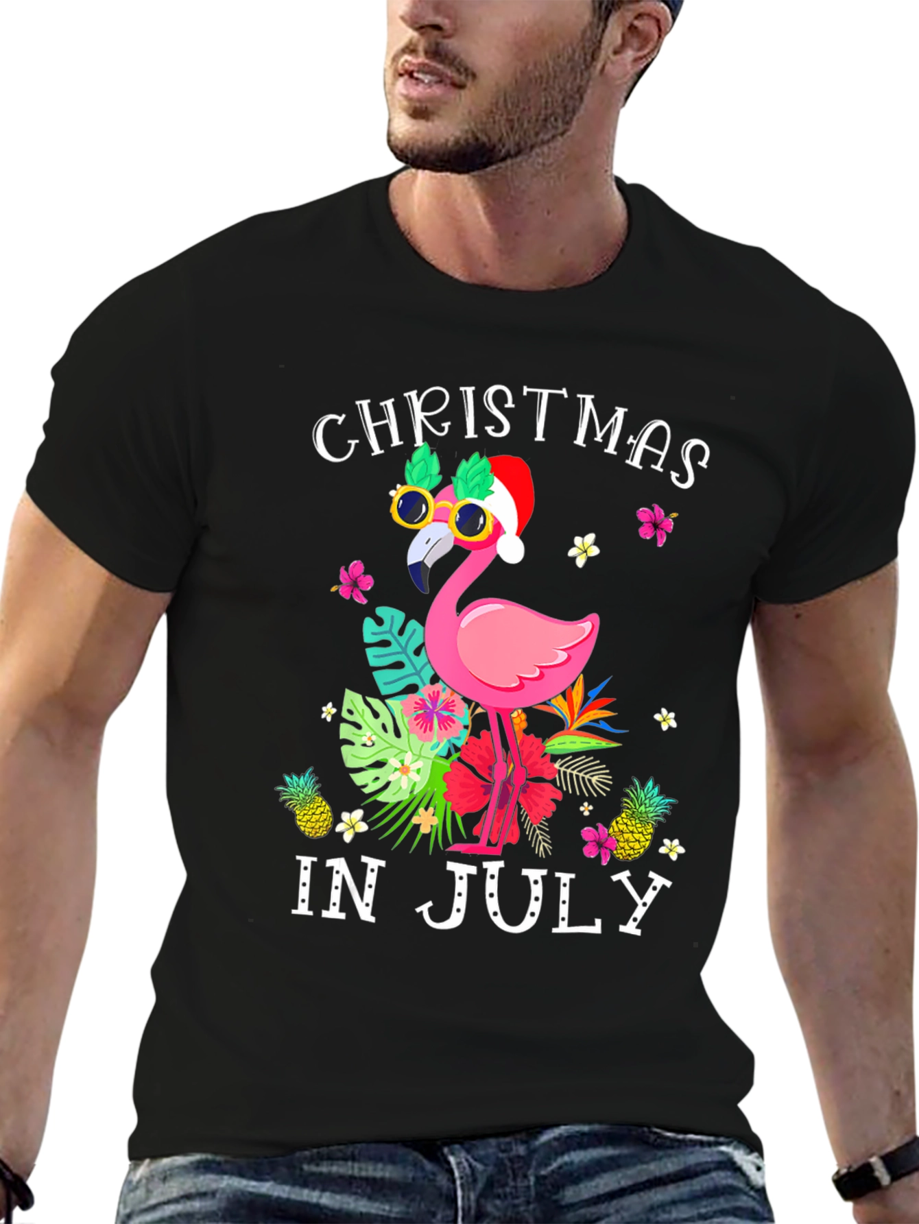 Christmas in July Flamingo Tee