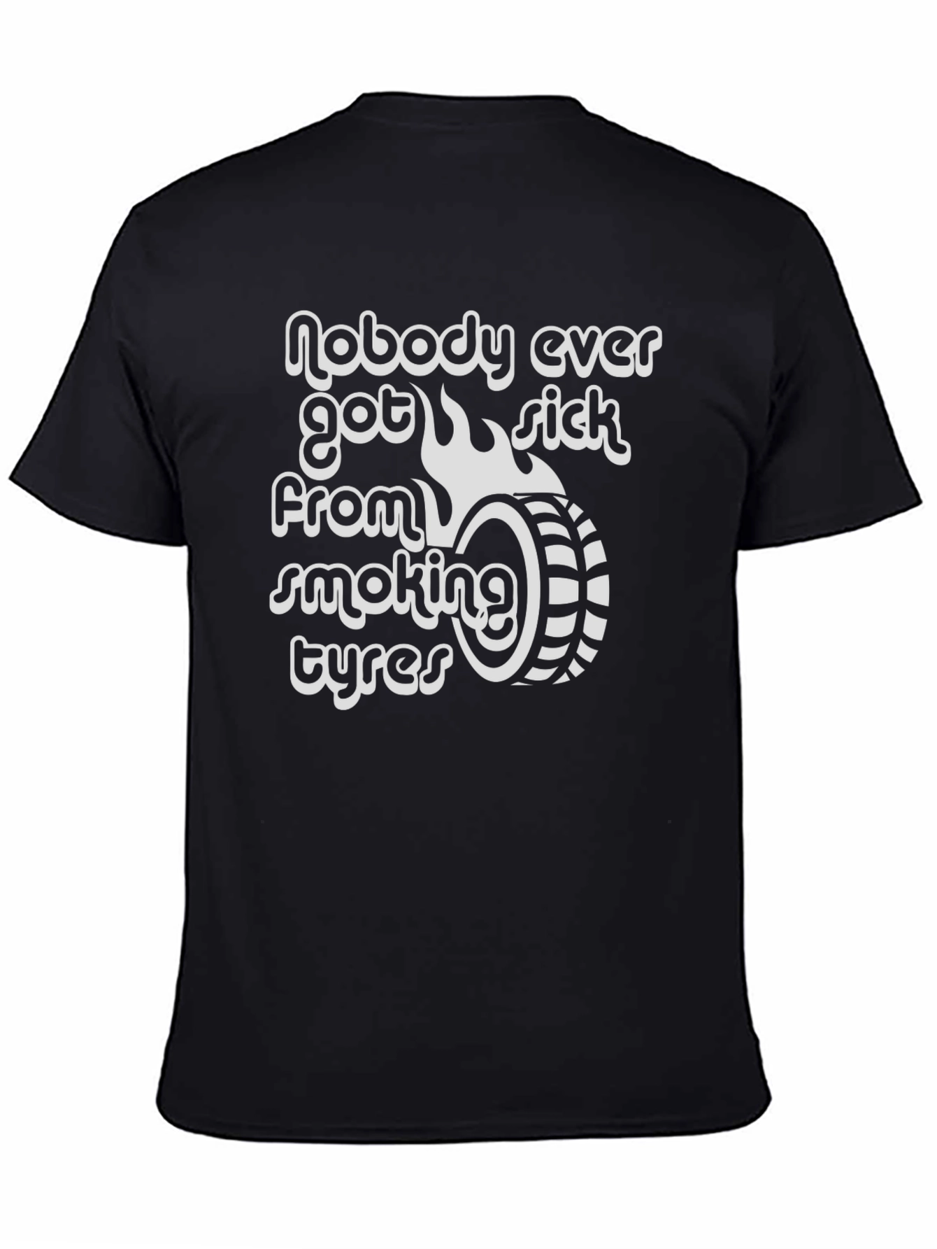 Smoking Tyres Graphic Tee - Cool Black T-Shirt