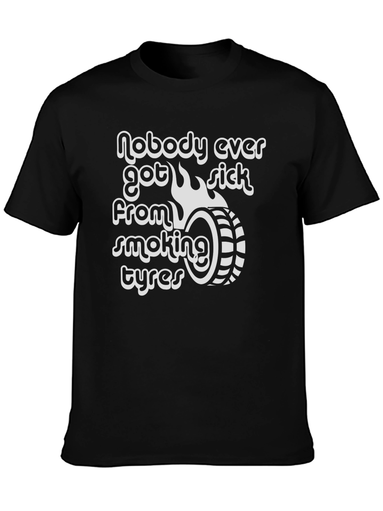 Smoking Tyres Graphic Tee - Cool Black T-Shirt