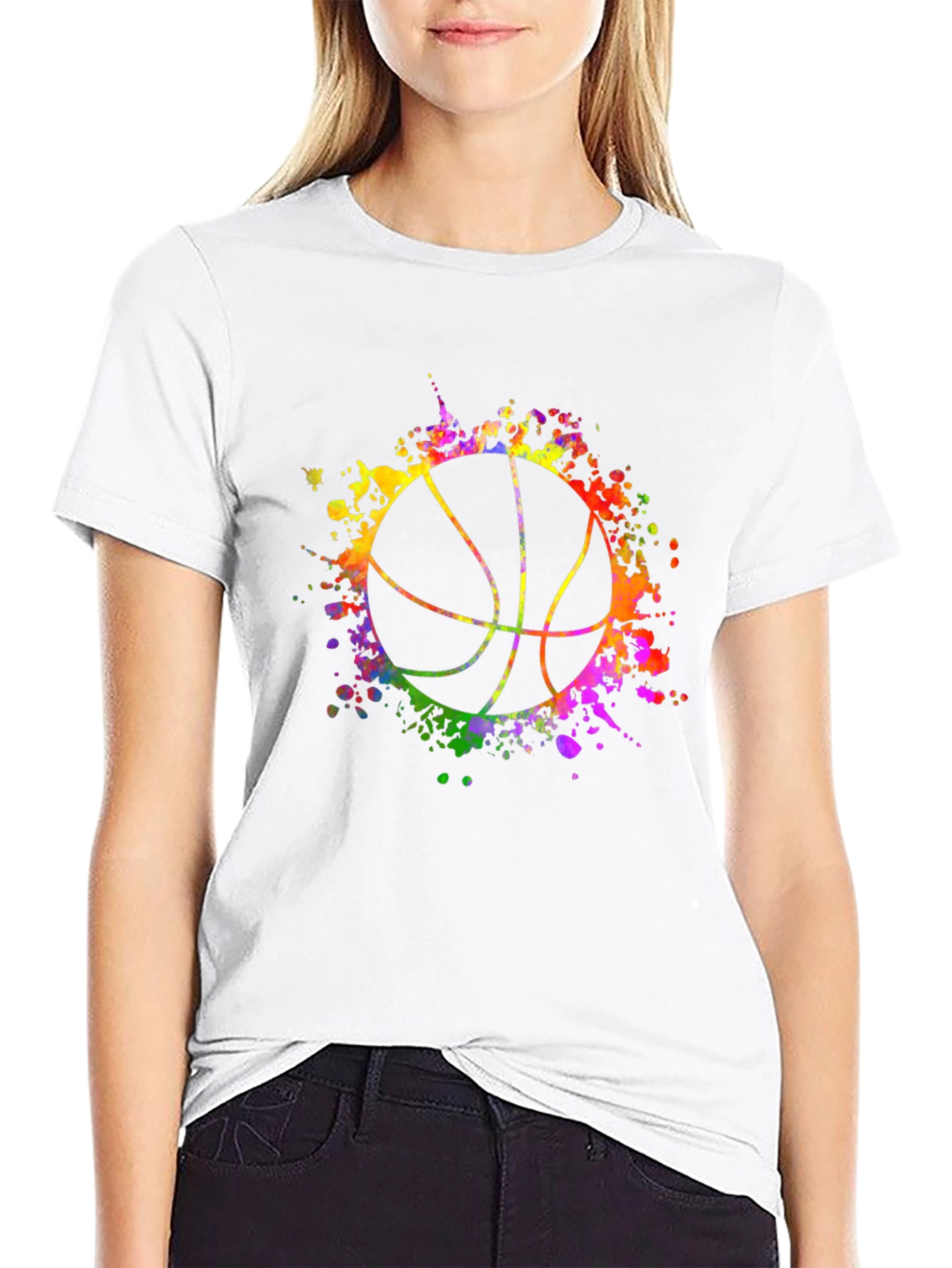 Watercolor Basketball Graphic Tee